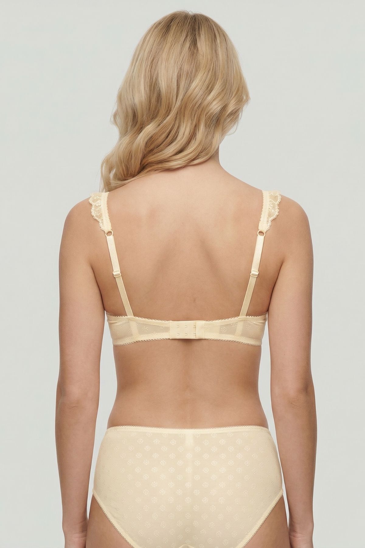 Ekru Desenli Askı Fırfır Detay Sütyen Takım 717 - 2