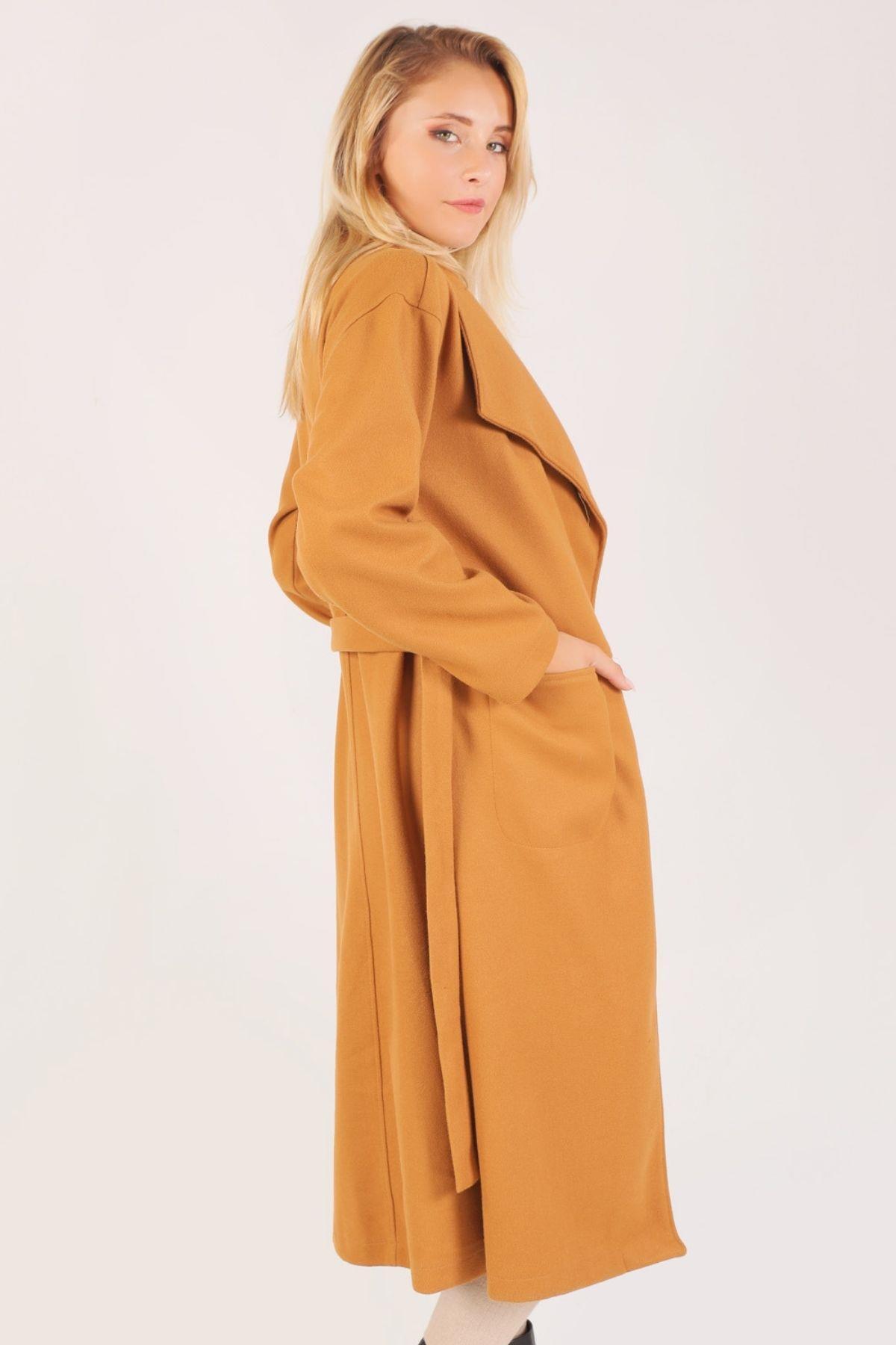 7177A Şal Yaka Kaşe Kaban Vizon 