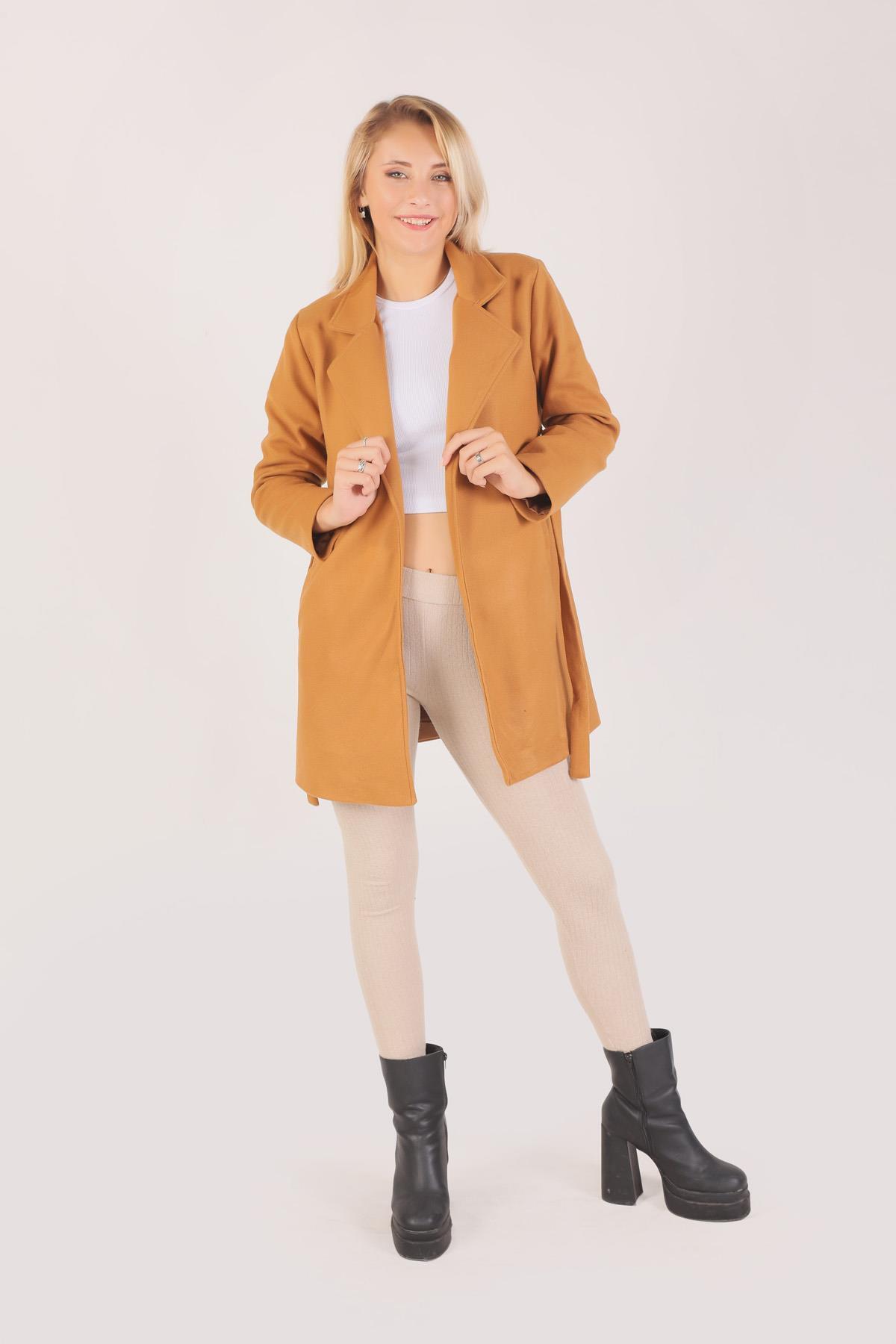 Vizon Kuşaklı Kaşe Kaban 7194A - 2