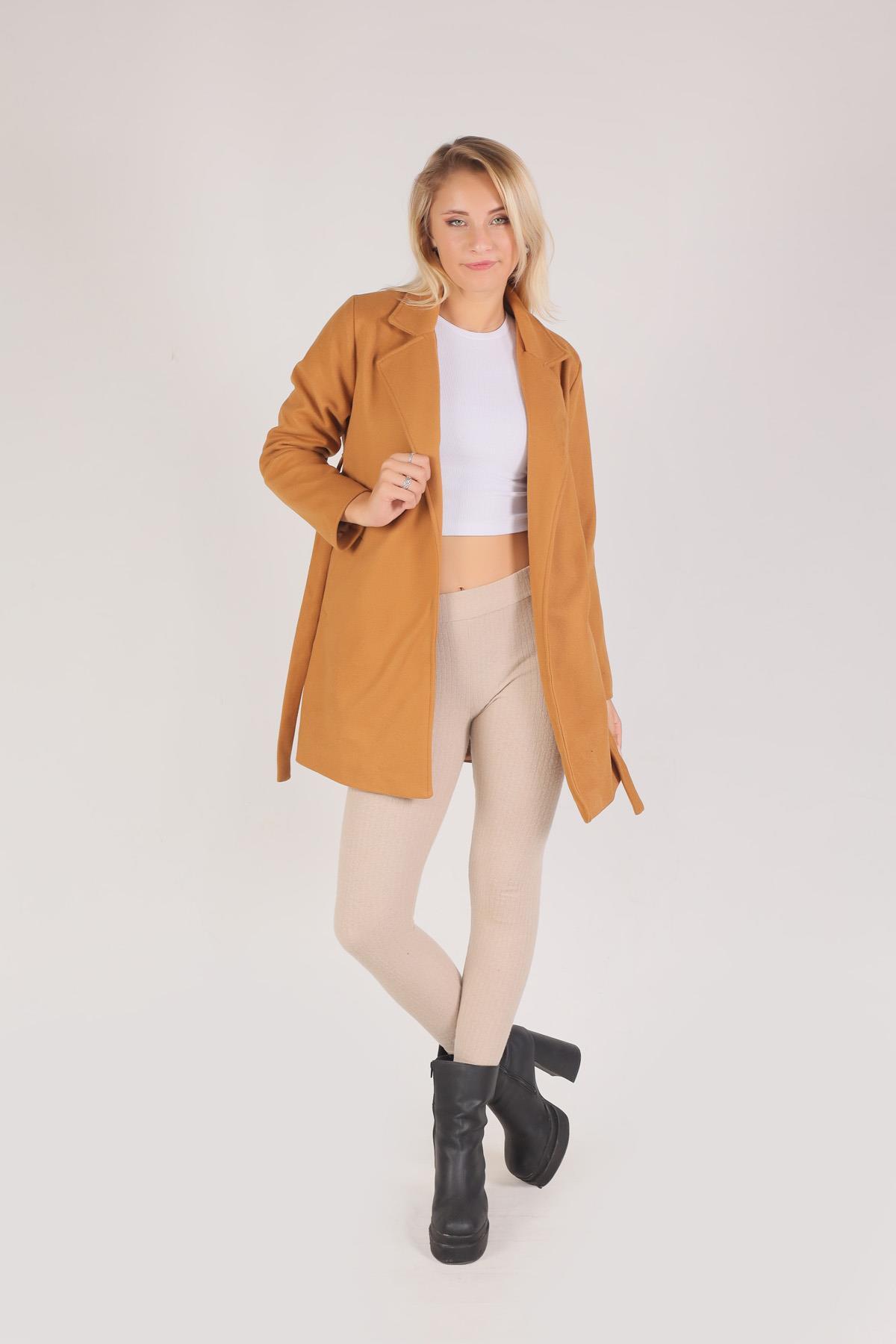 Vizon Kuşaklı Kaşe Kaban 7194A - 3