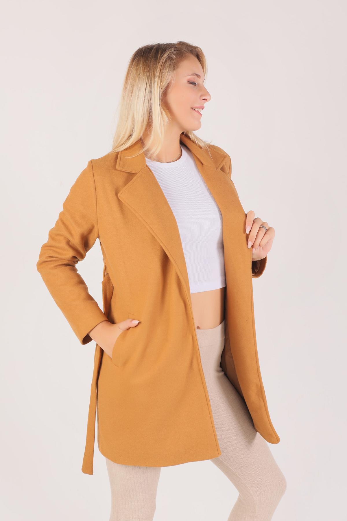 Vizon Kuşaklı Kaşe Kaban 7194A - 4