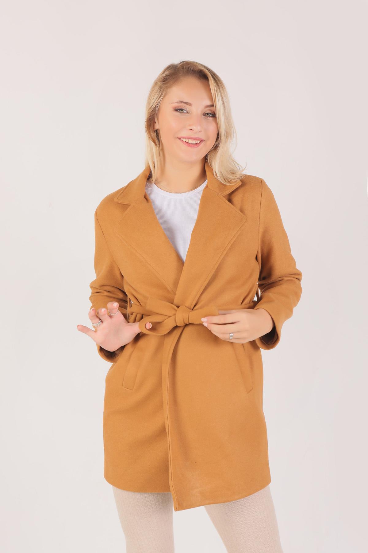 Vizon Kuşaklı Kaşe Kaban 7194A - 5