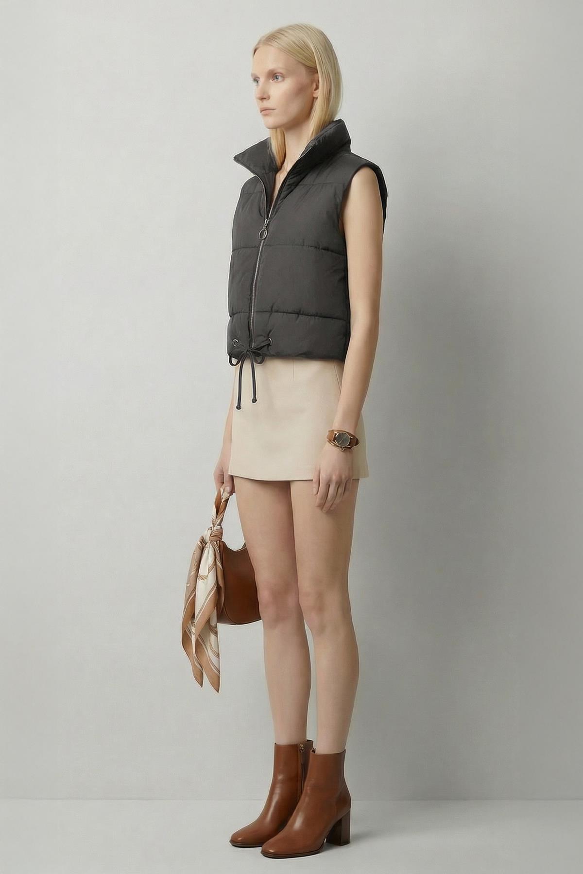 7200 Sıfır Kol Fermuarlı Yelek Antrasit - RAYS