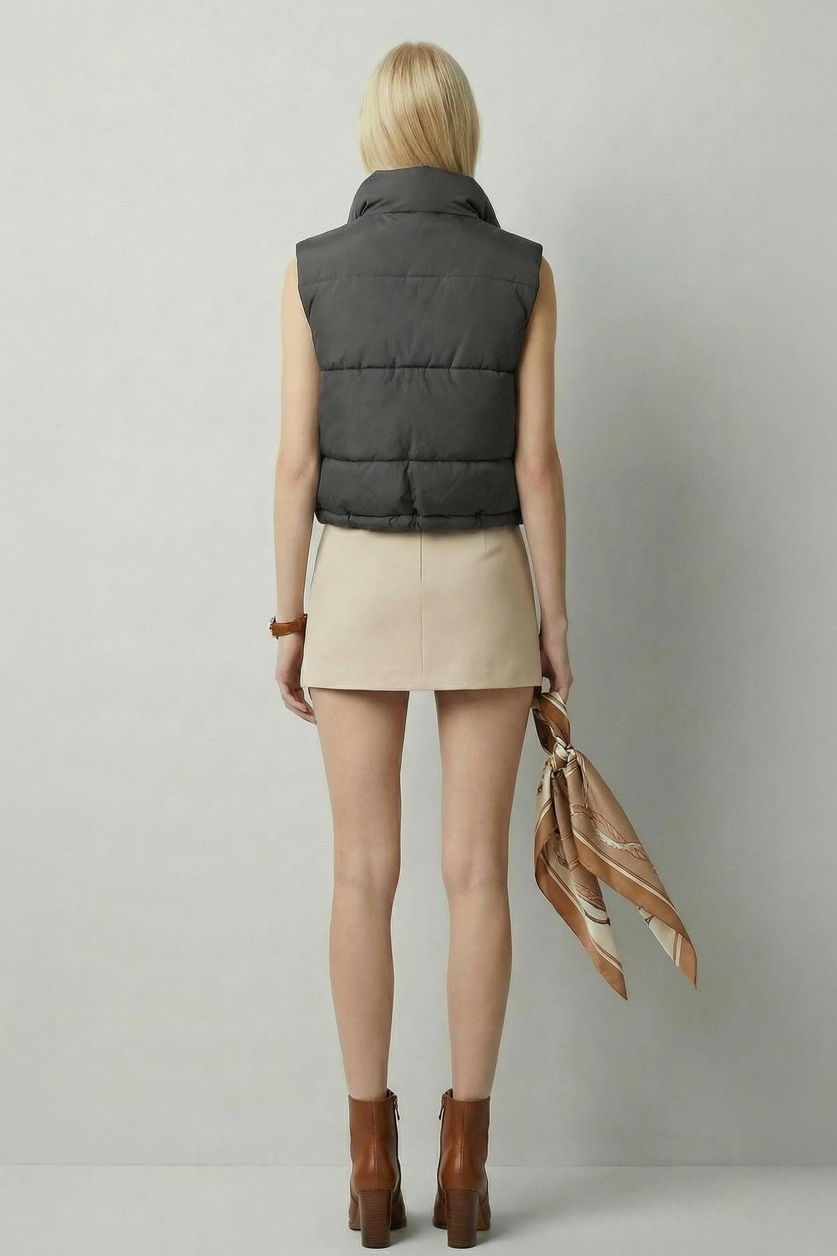 7200 Sıfır Kol Fermuarlı Yelek Antrasit - 3