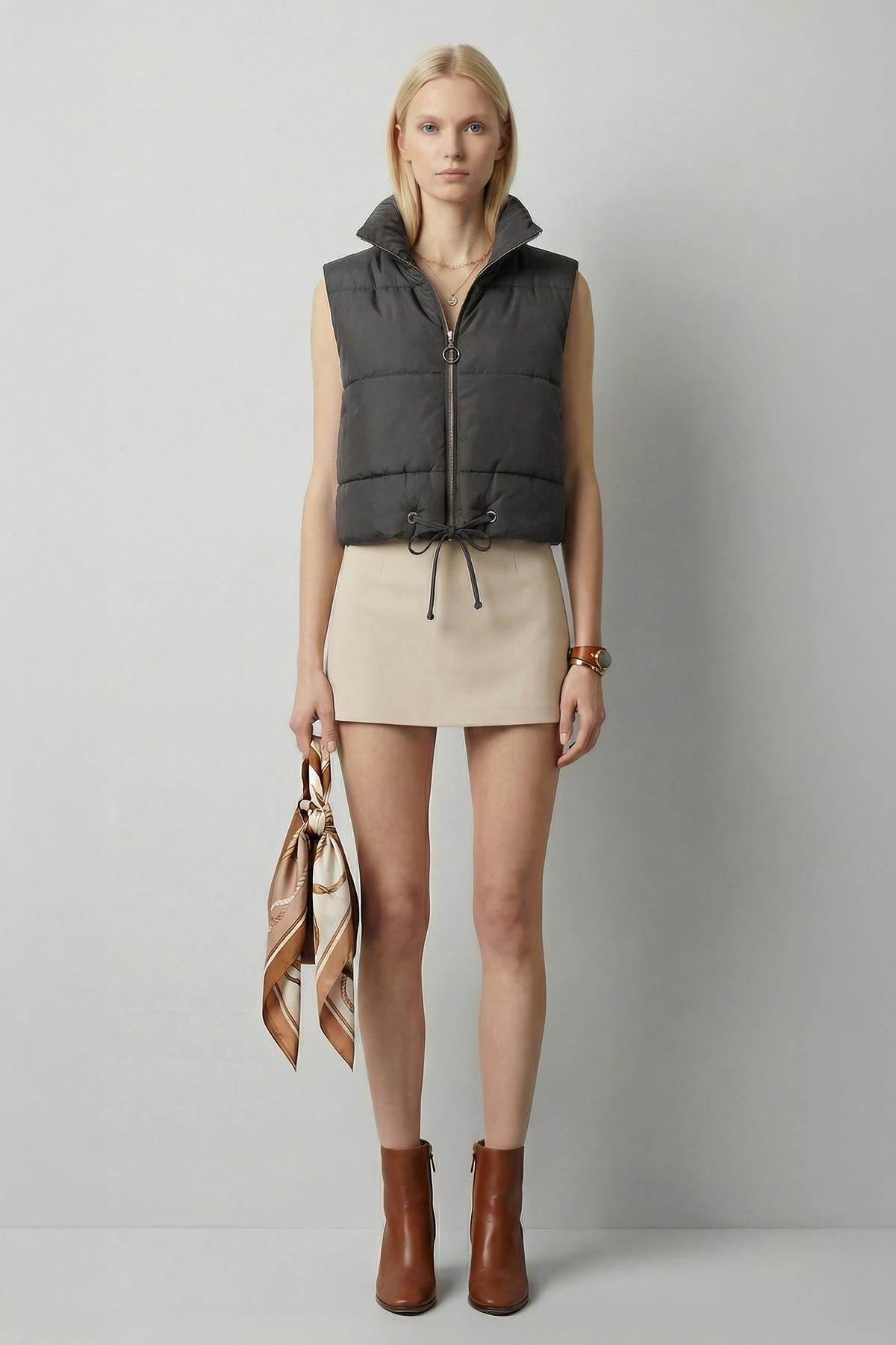 7200 Sıfır Kol Fermuarlı Yelek Antrasit - RAYS