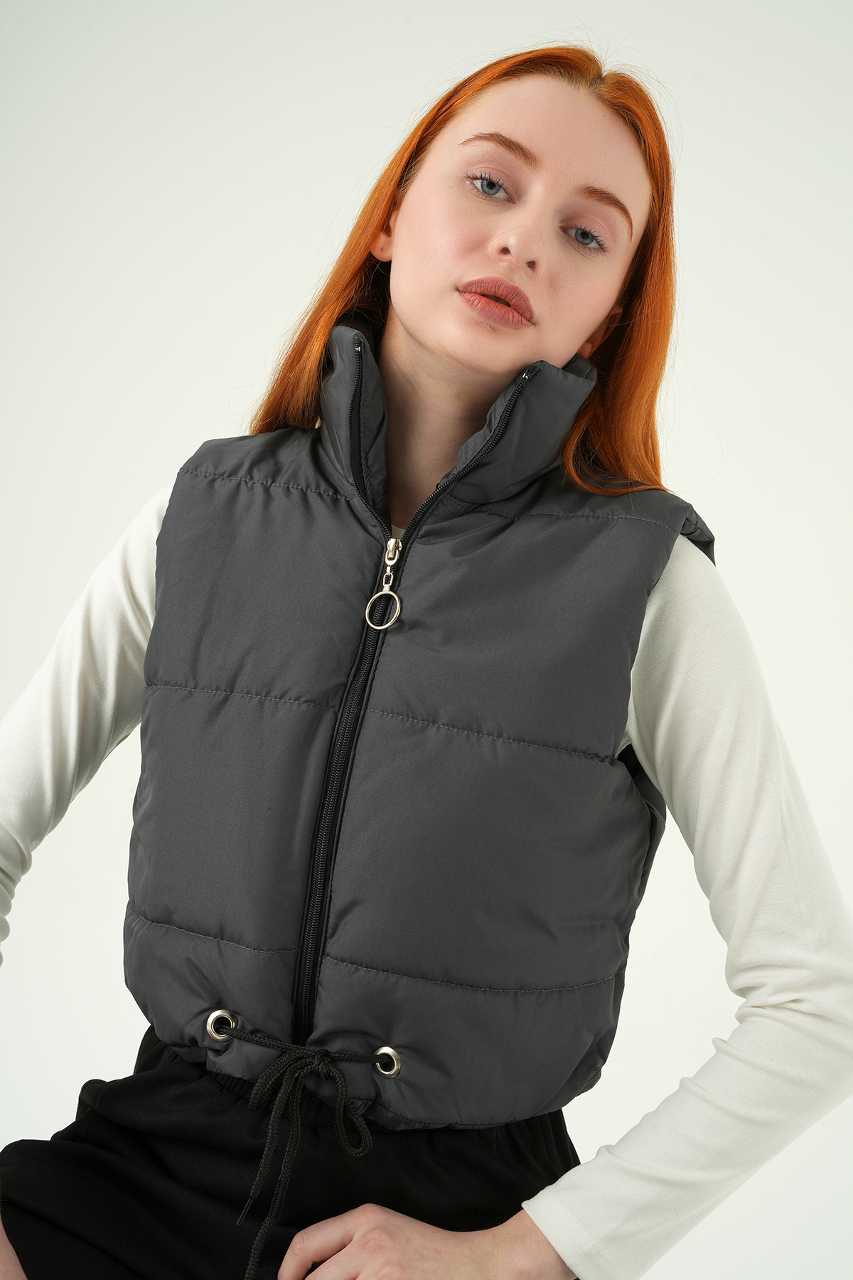 Antrasit Sıfır Kol Fermuarlı Yelek 7200 