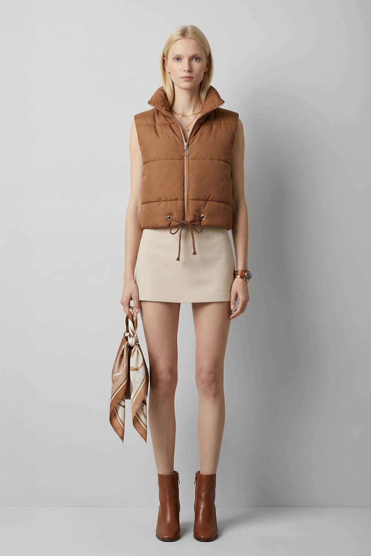 Taba Sıfır Kol Fermuarlı Yelek 7200 