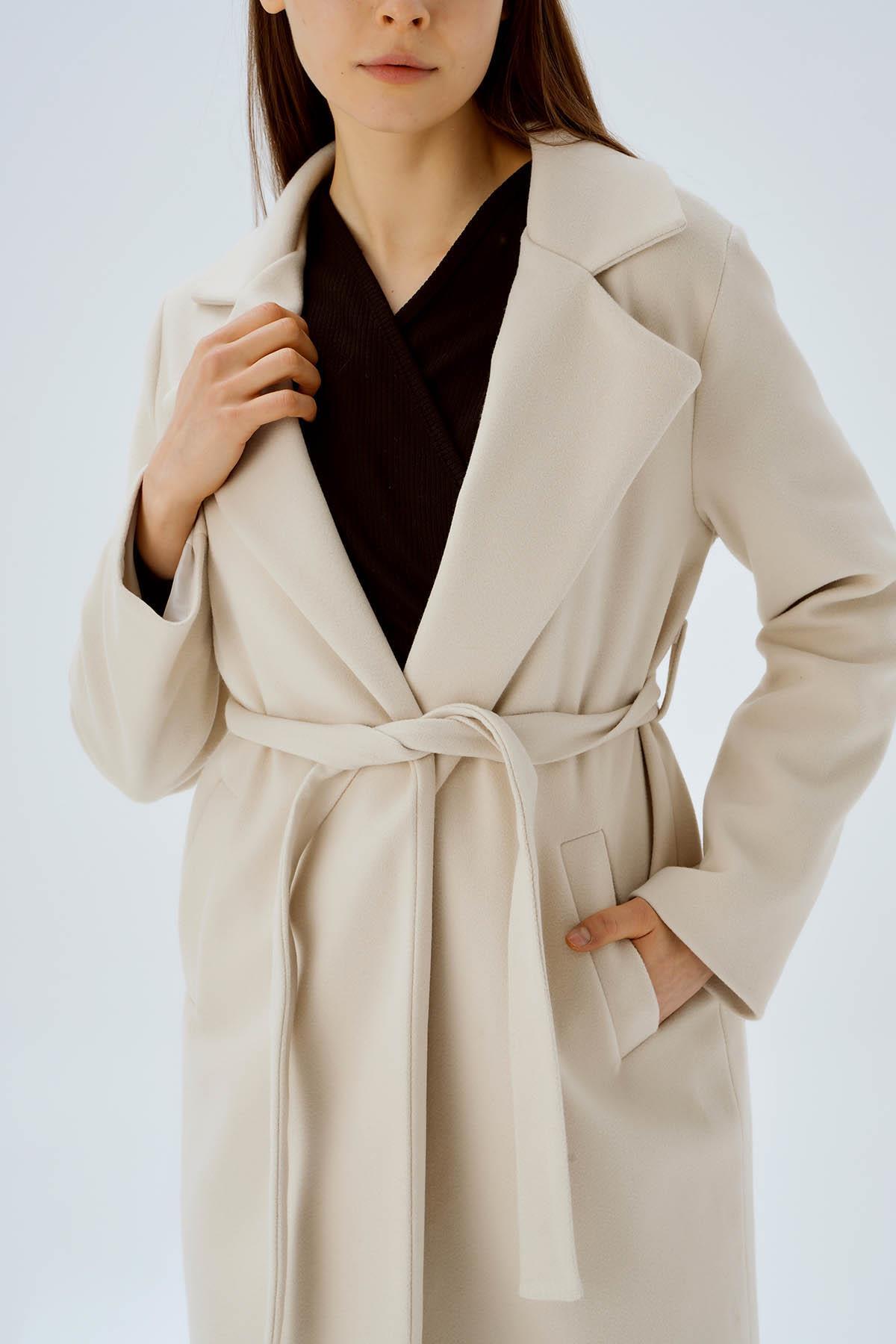 Taş Belden Bağlamalı Kaşe Kaban 7218A - 5