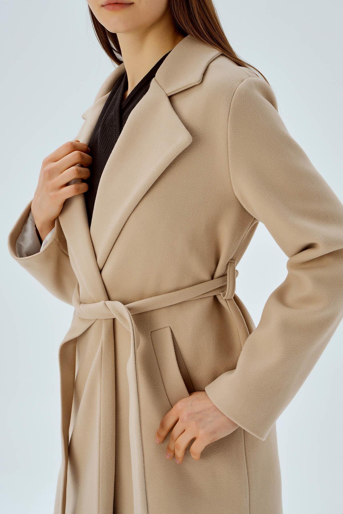 Vizon Belden Bağlamalı Kaşe Kaban 7218A - 6