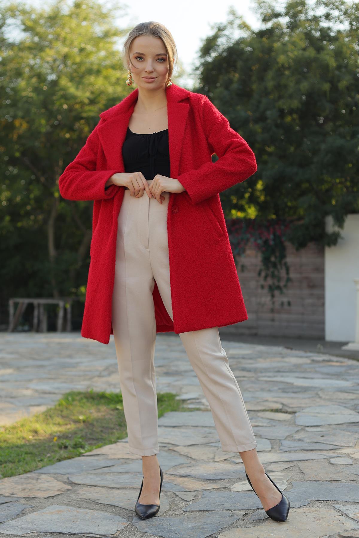 Kırmızı Cepli Buklet Kaban 7235A - 7