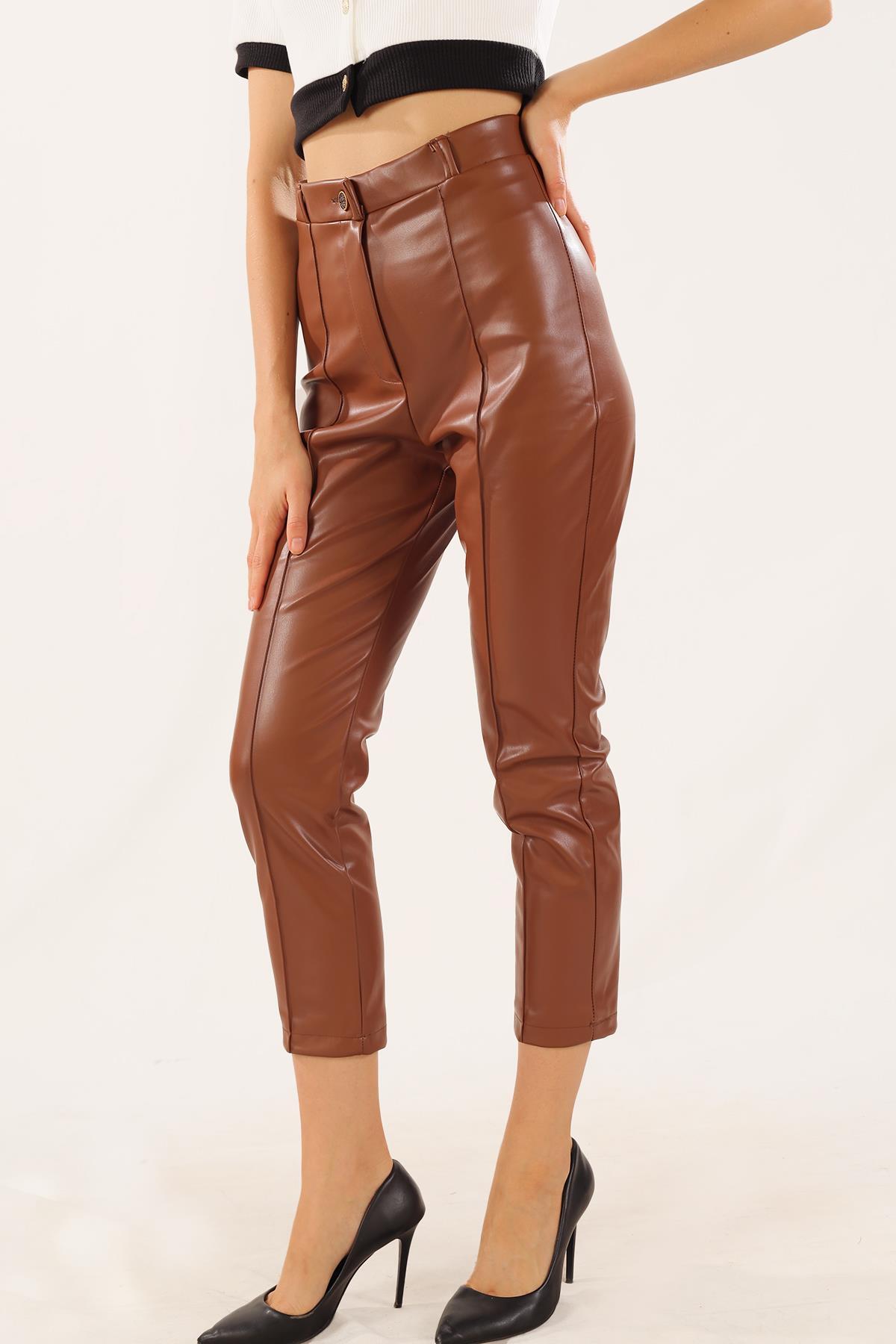 Taba Çıma Detay Deri Pantolon 7248A - 2