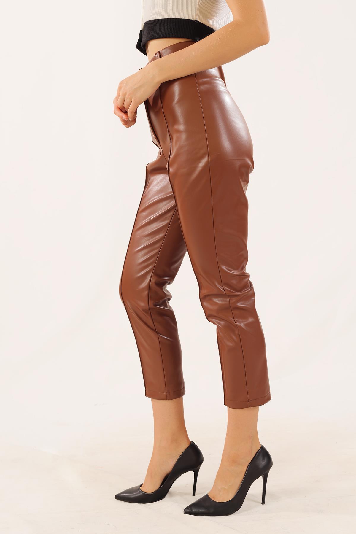 Taba Çıma Detay Deri Pantolon 7248A - 3