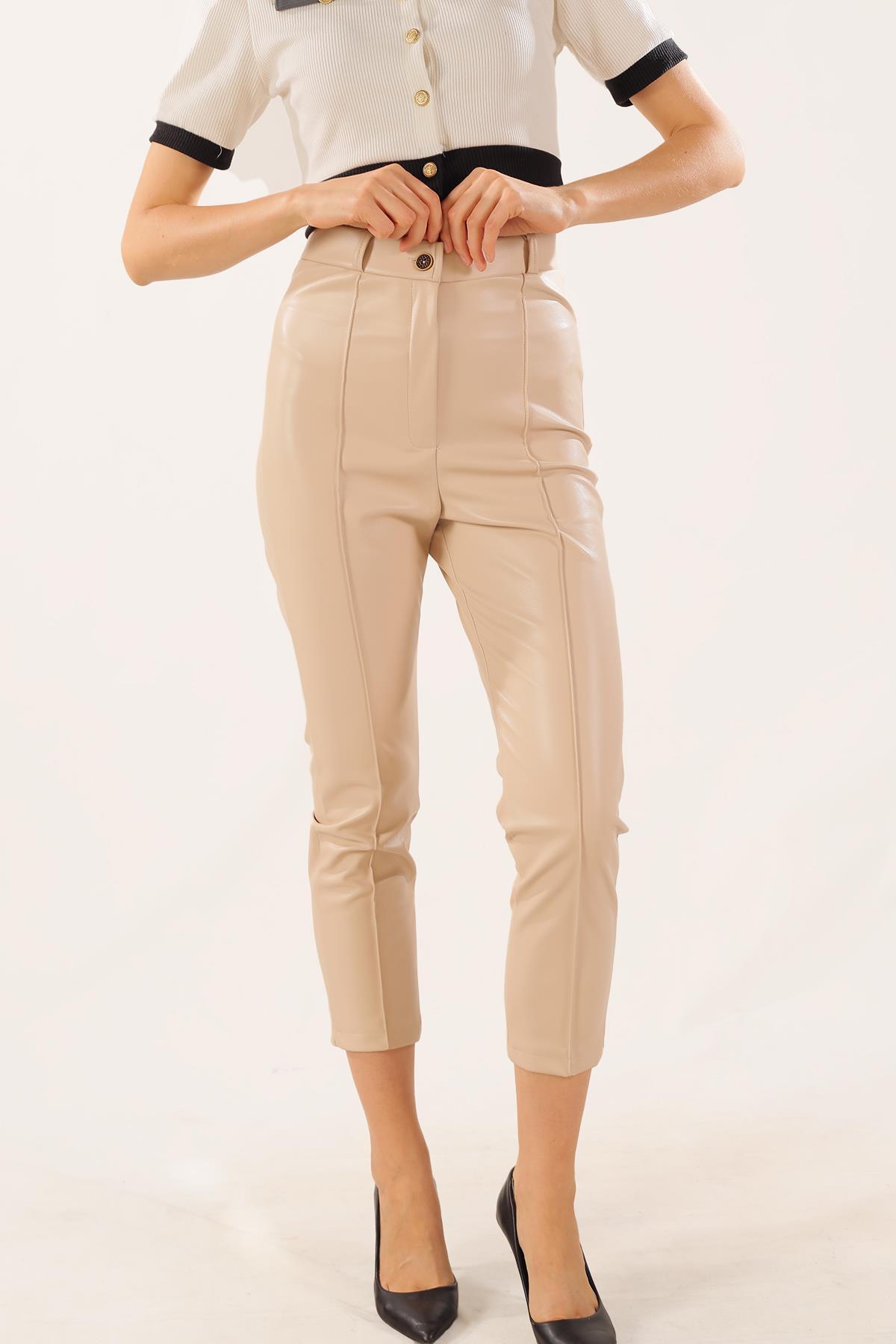 Taş Çıma Detay Deri Pantolon 7248A - 2