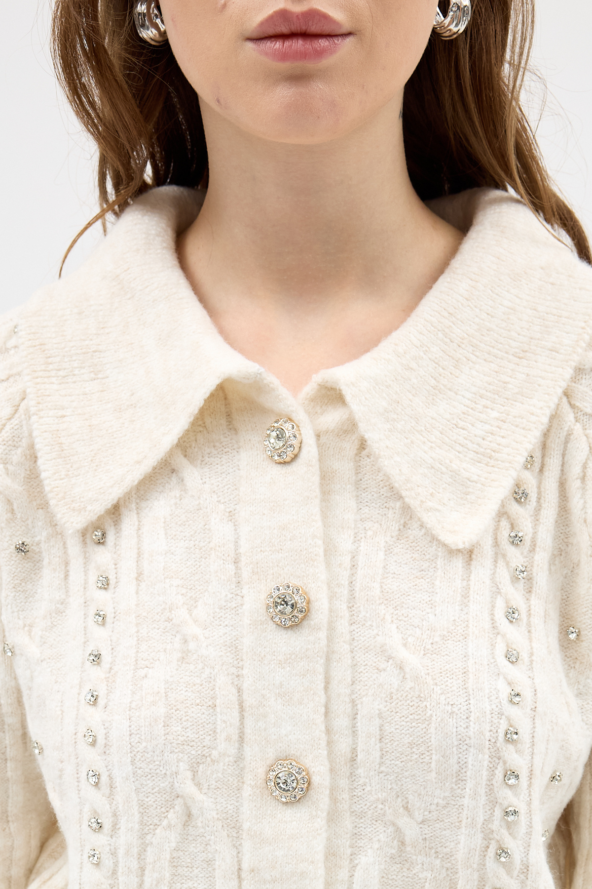 Natural Kadın Taş İşlemeli Örgü Hırka 7265 - 4