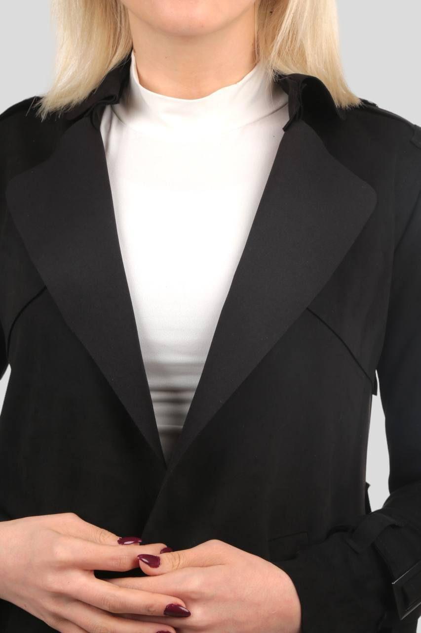 Siyah Uzun Süet Trençkot 7265A - 3