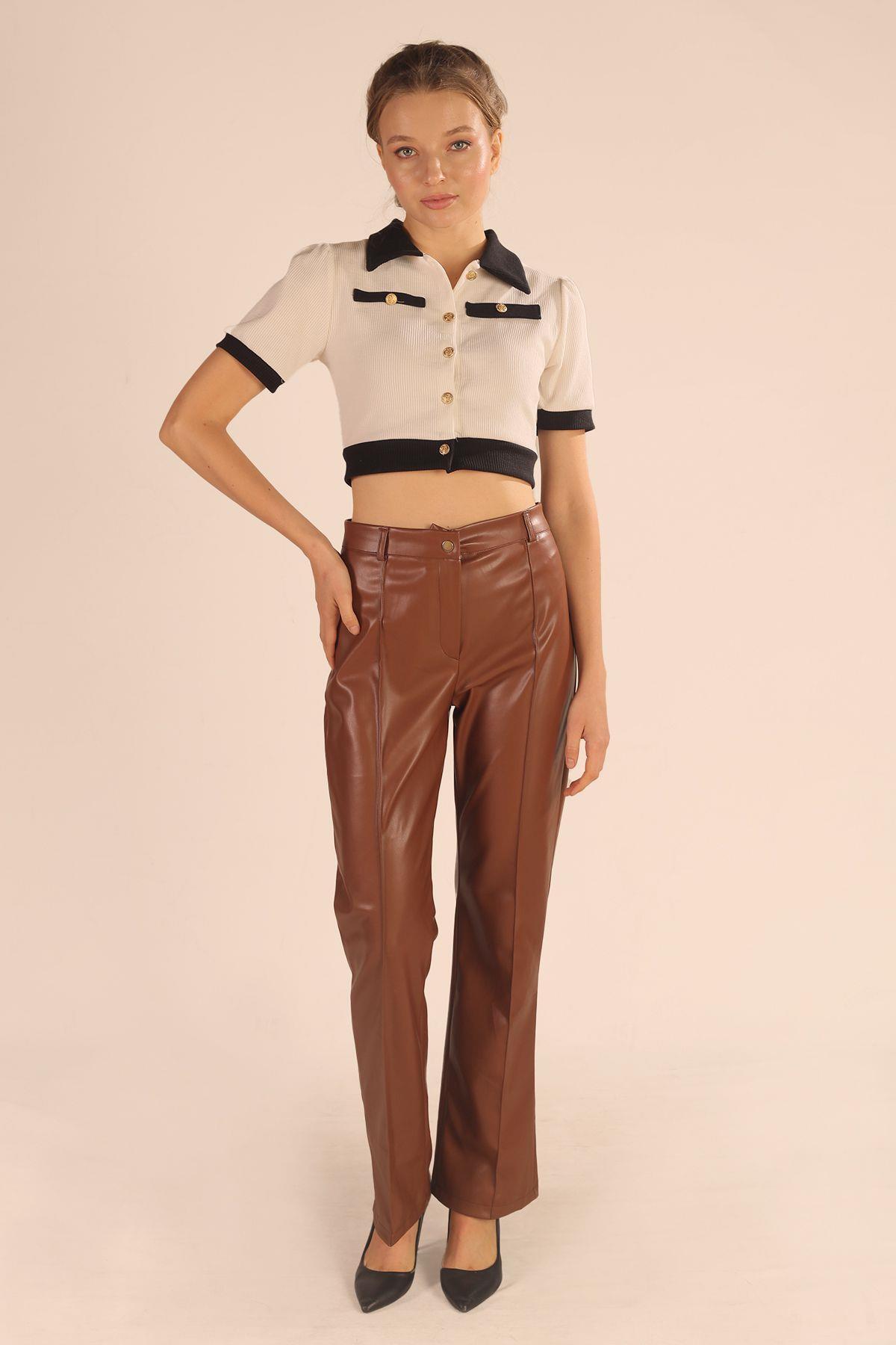 7278A İspanyol Deri Pantolon Taba 