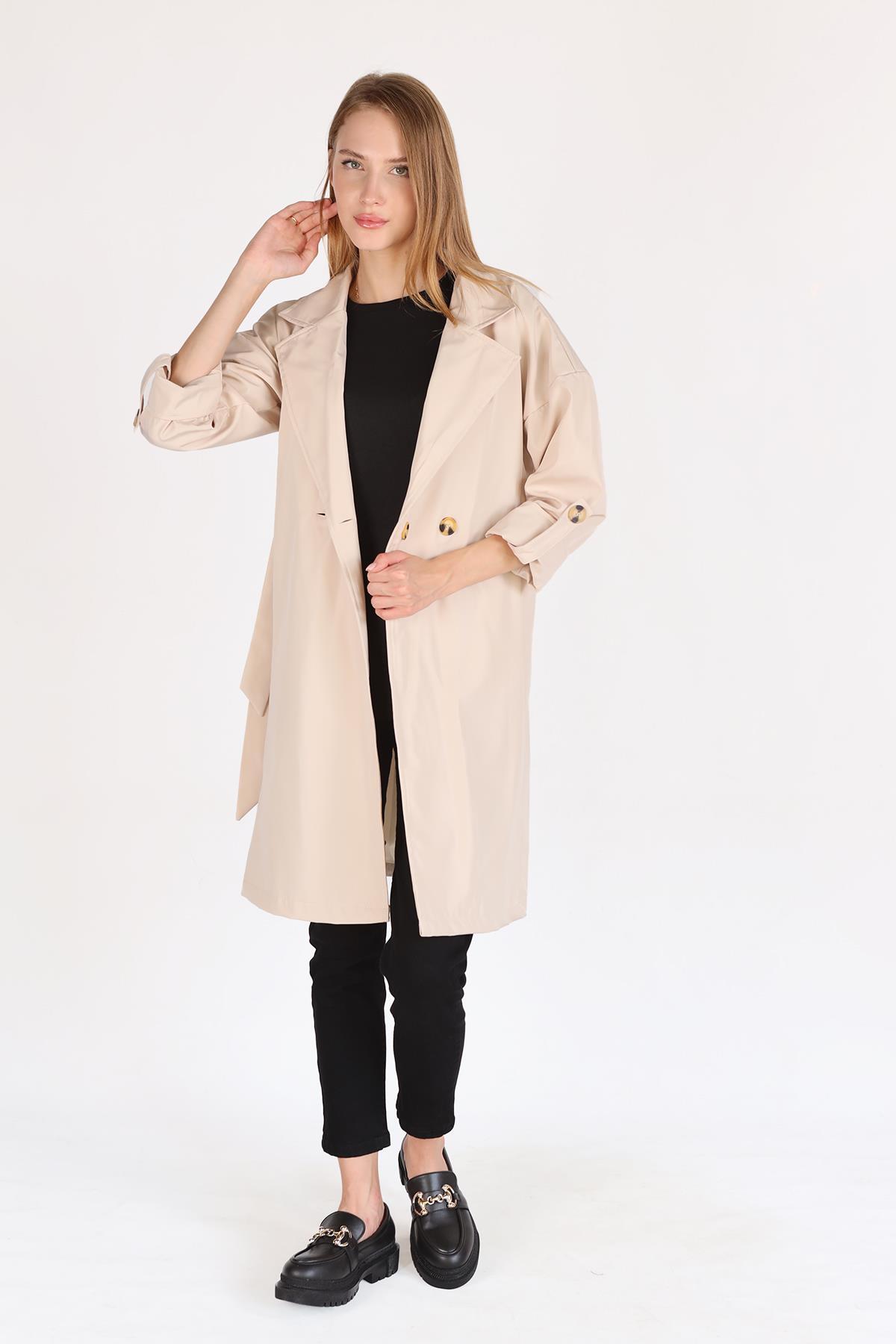 Taş Bel Bağlamalı Trençkot 7293A - 2