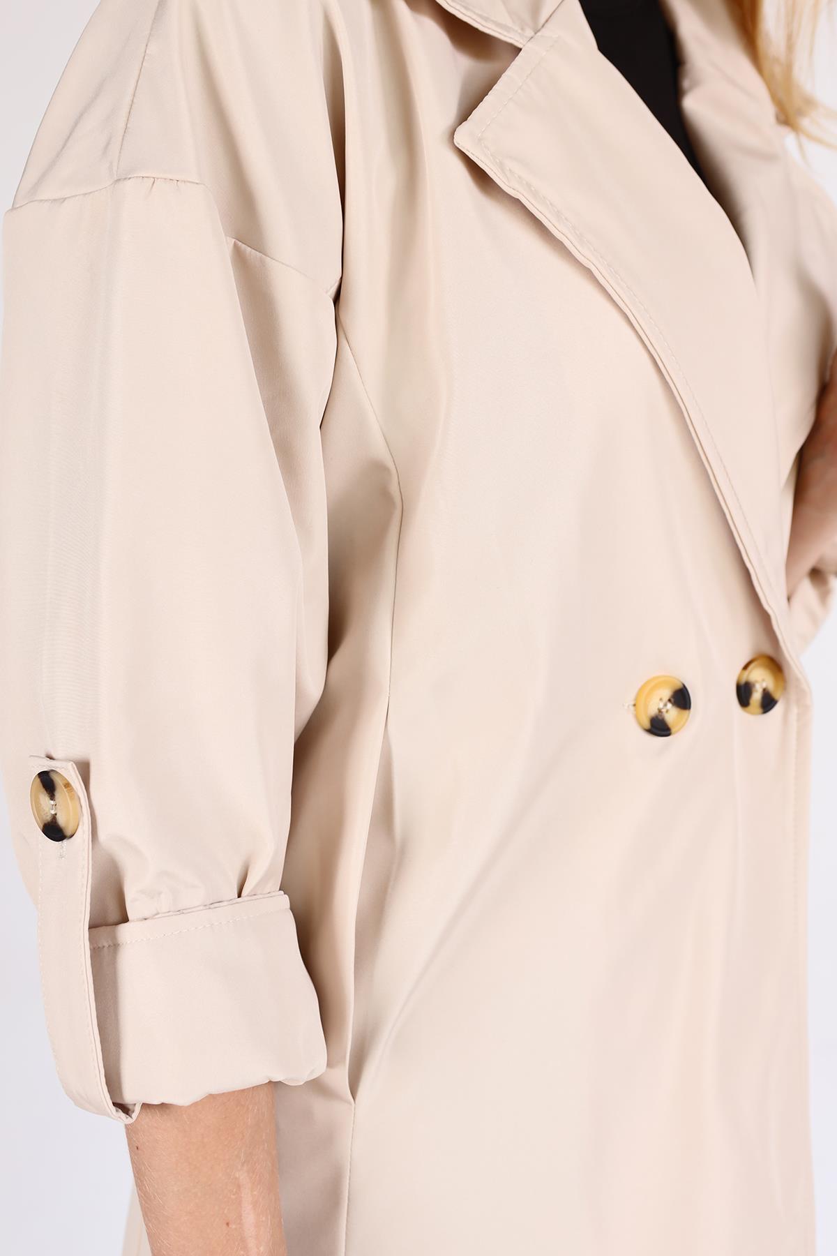 Taş Bel Bağlamalı Trençkot 7293A - 4