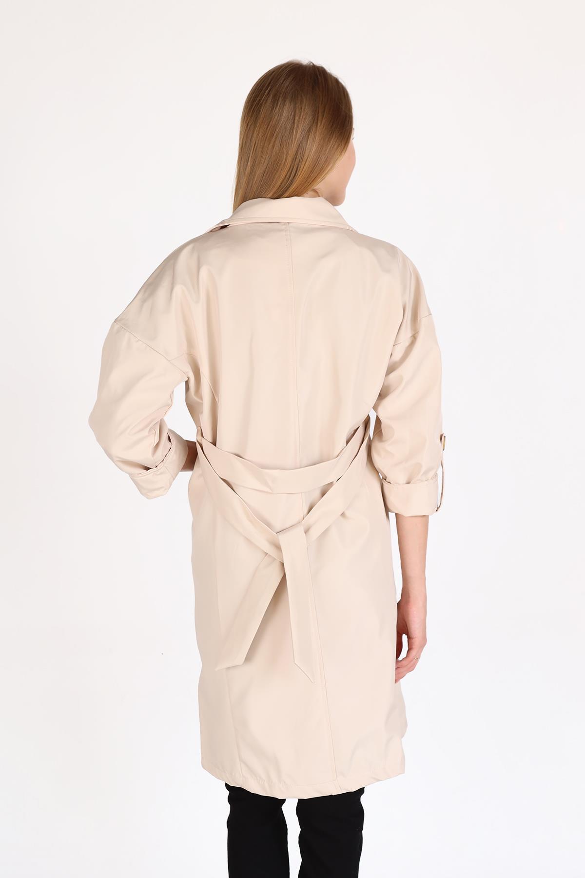 Taş Bel Bağlamalı Trençkot 7293A - 5
