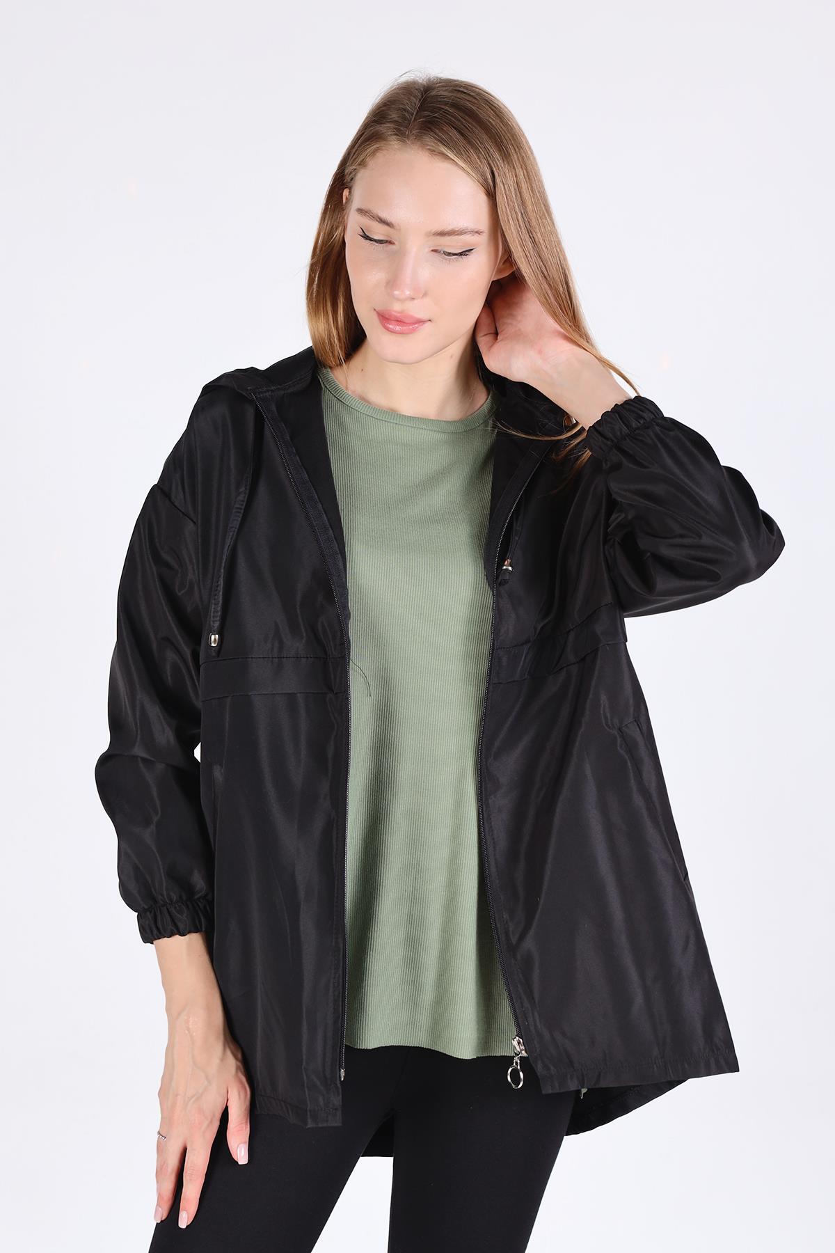 Siyah Önü Fermuarlı Kısa Kap 7312A - RAYS