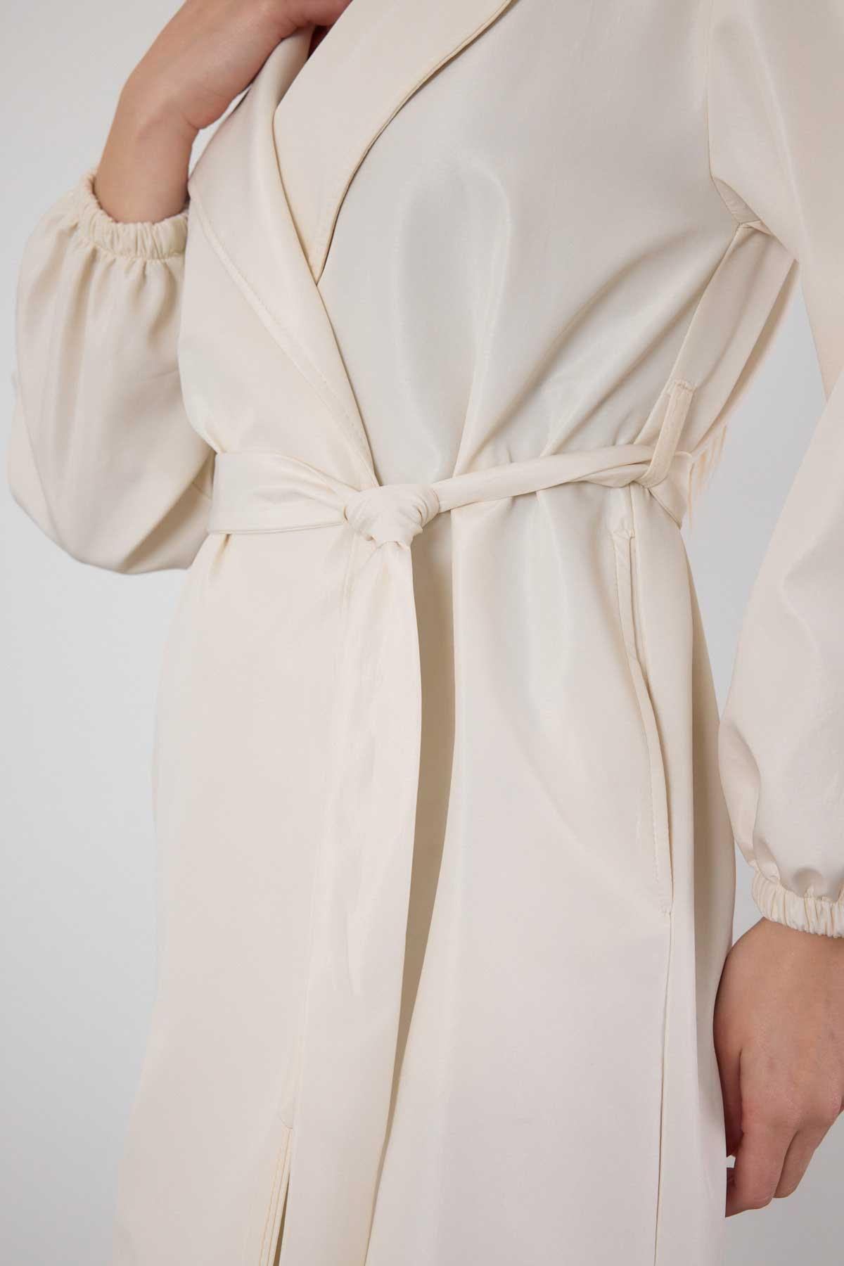 Taş Kemerli Balon Kol Trençkot 7307A - 5