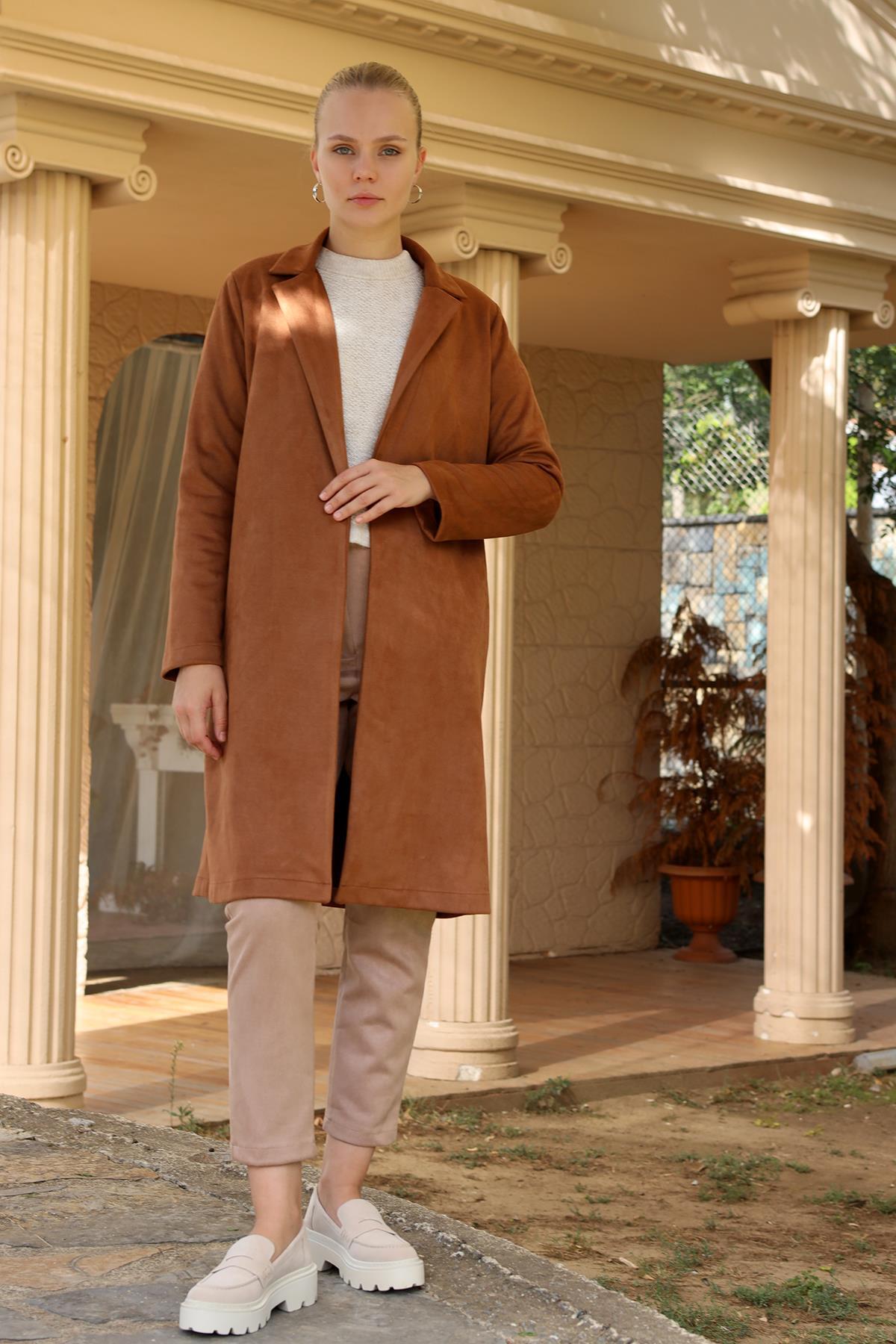 Taba Klasik Süet Trençkot 7317A - 2