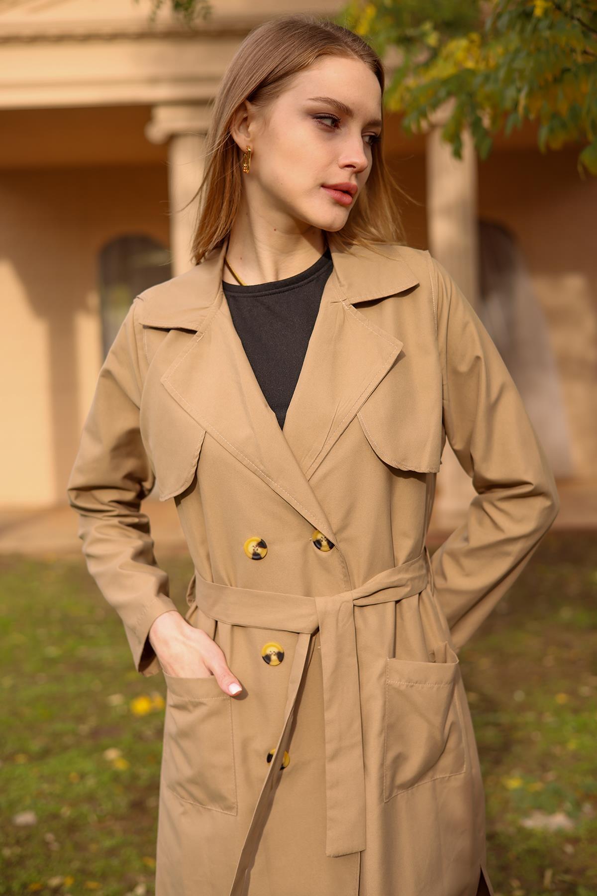 Vizon Cepli Kemerli Trençkot 7318A - 2