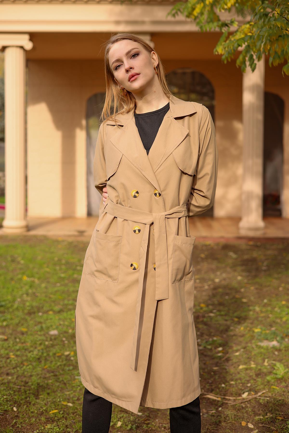 Vizon Cepli Kemerli Trençkot 7318A - 5