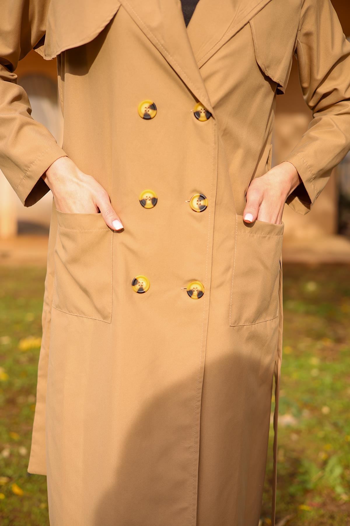 Vizon Cepli Kemerli Trençkot 7318A - 6