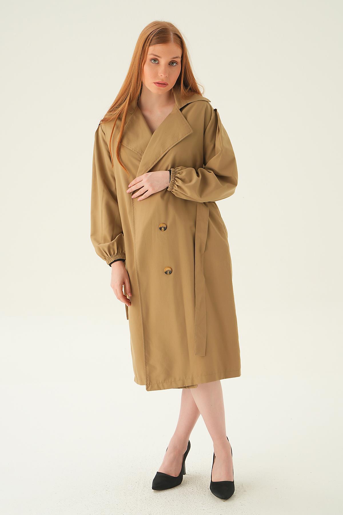 Vizon Balon Kol Düğmeli Trençkot 7319A - 4