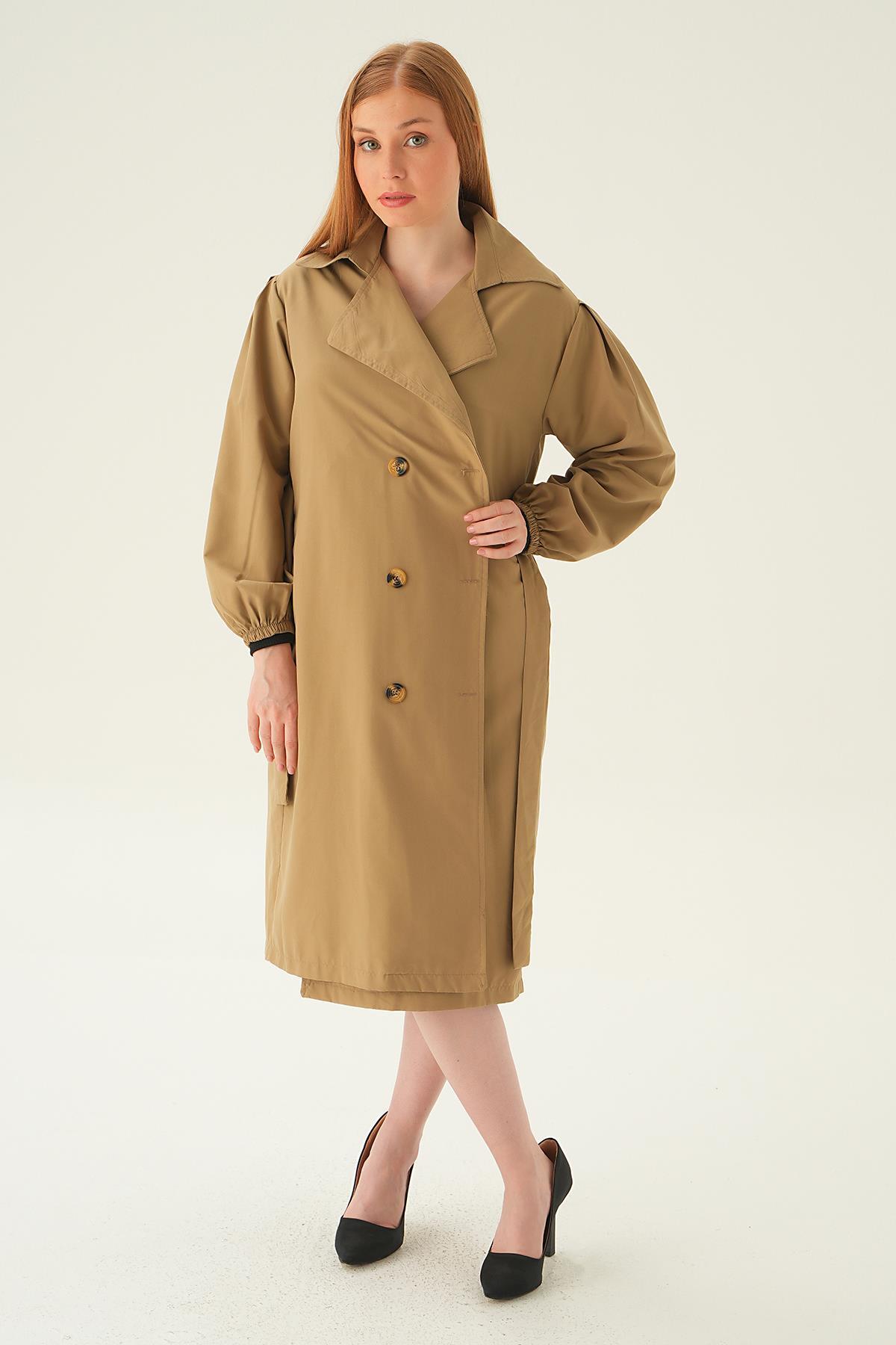 Vizon Balon Kol Düğmeli Trençkot 7319A - 6