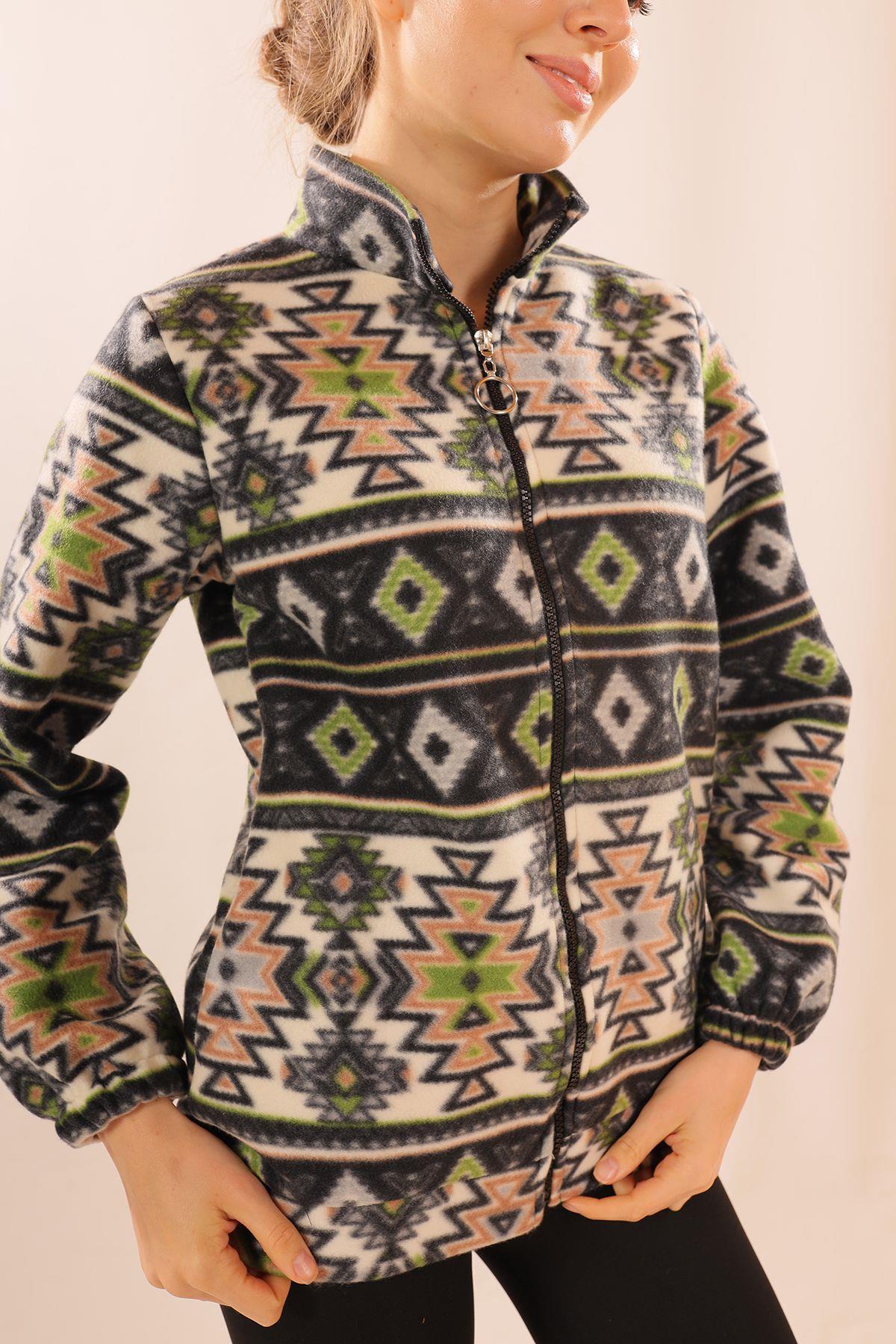 7321A Fermuarlı Desenli Sweat Siyah - 3