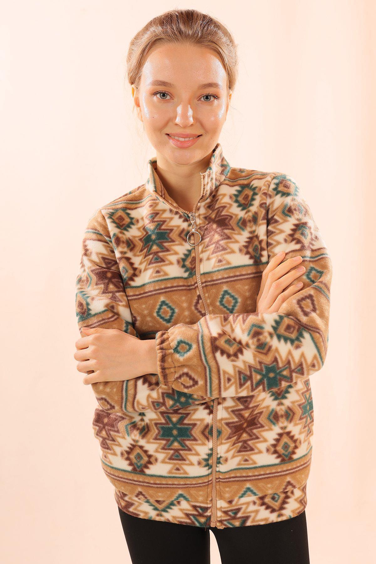 7321A Fermuarlı Desenli Sweat Vizon - 2