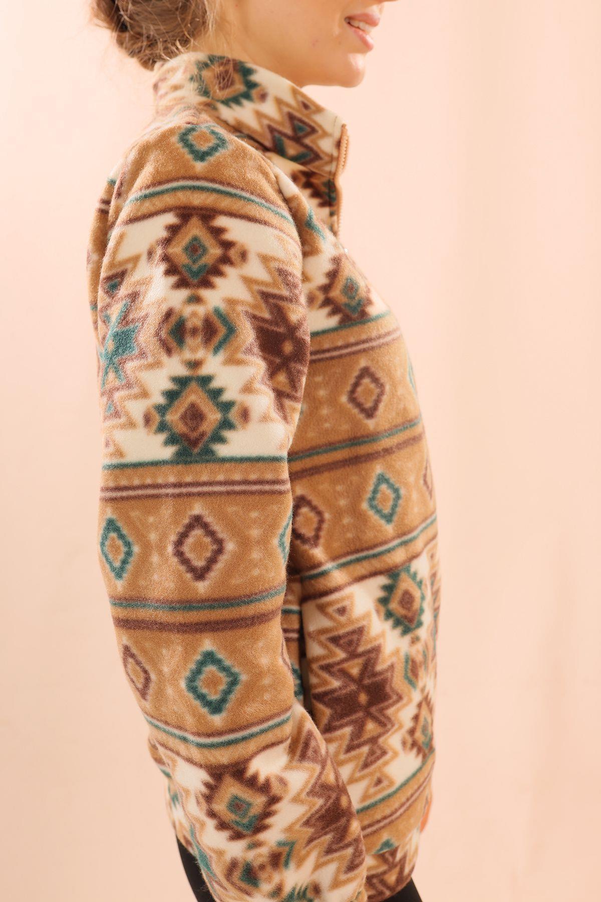 7321A Fermuarlı Desenli Sweat Vizon - 4