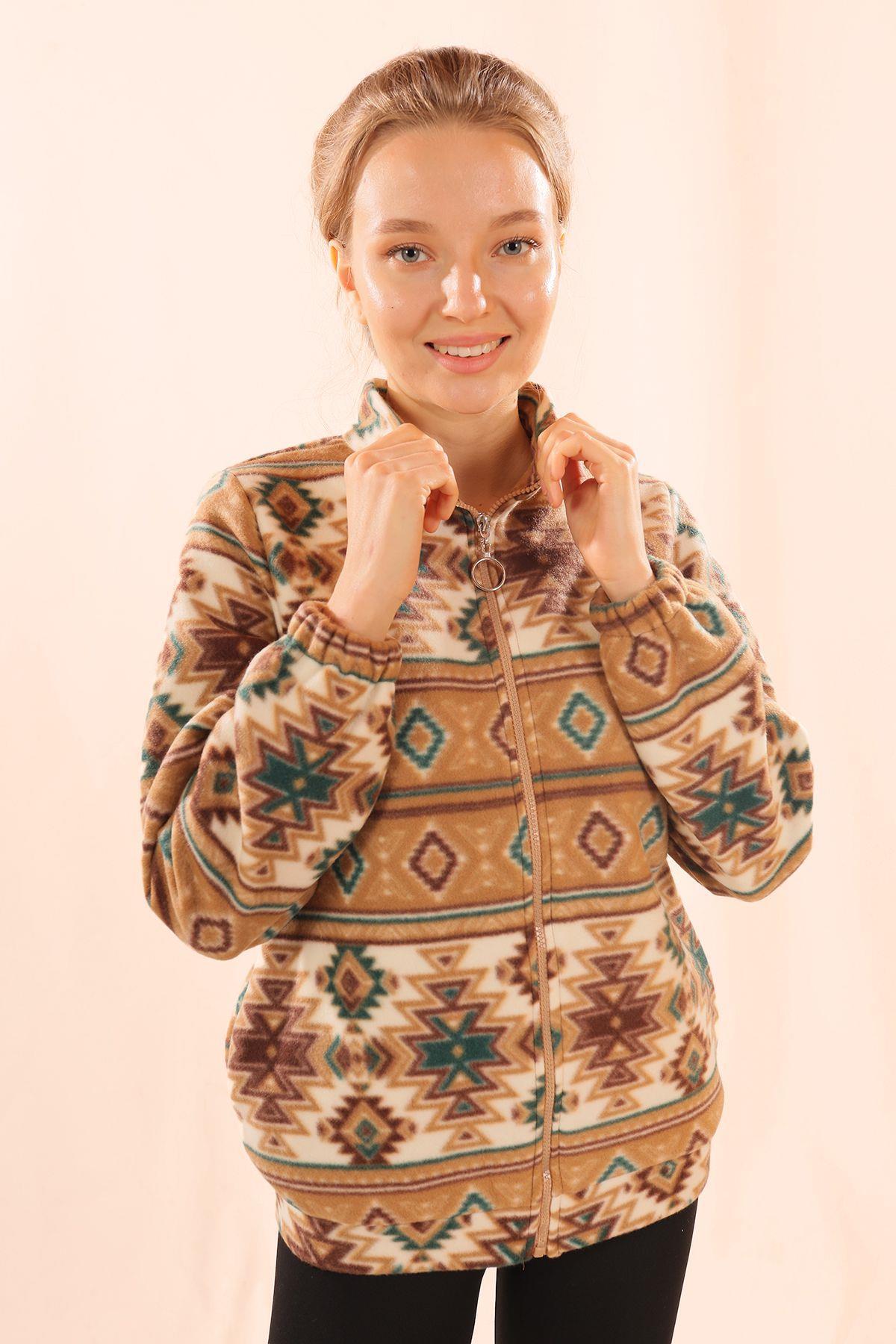 Vizon Fermuarlı Desenli Sweat 7321A 