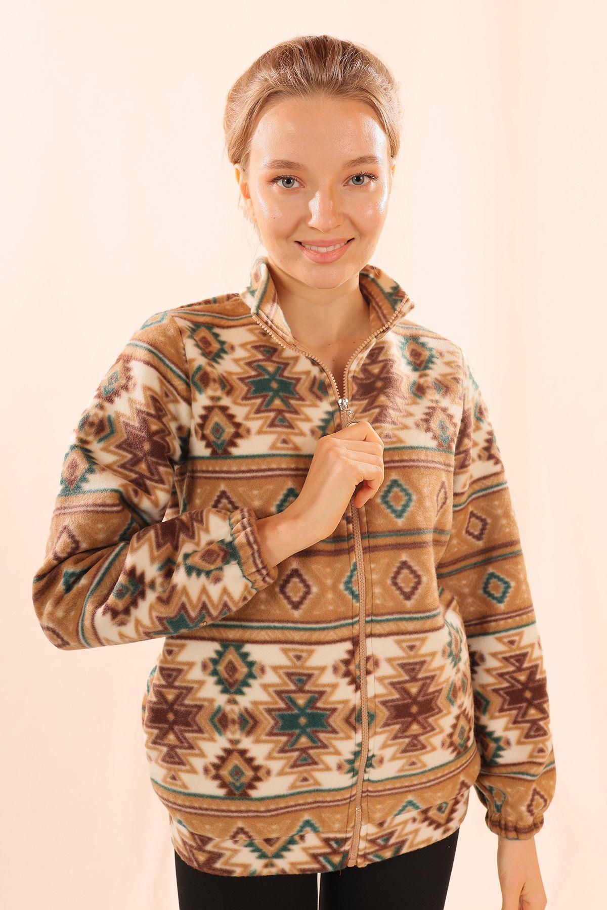 Vizon Fermuarlı Desenli Sweat 7321A - 3