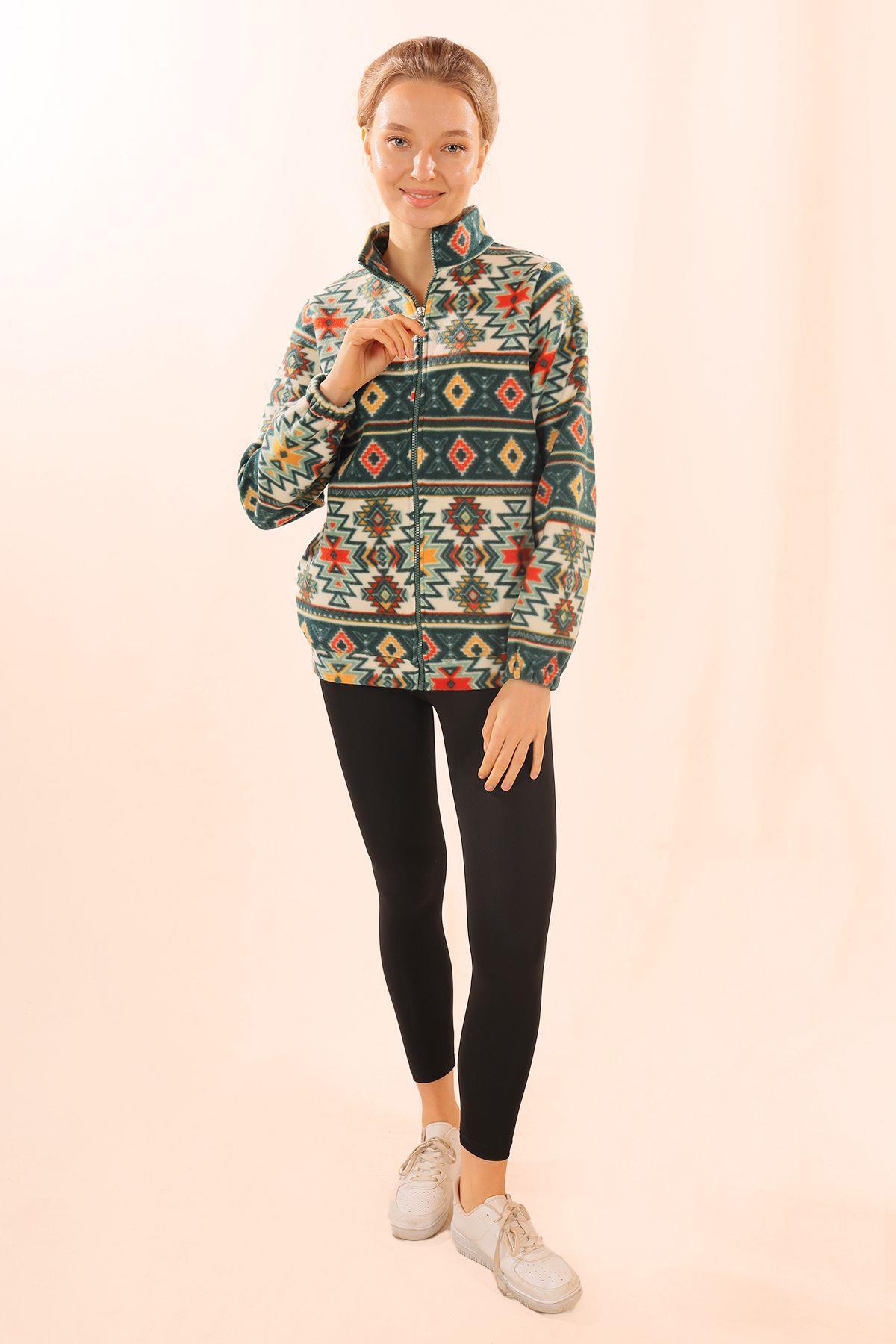 7321A Fermuarlı Desenli Sweat Zümrüt - 6