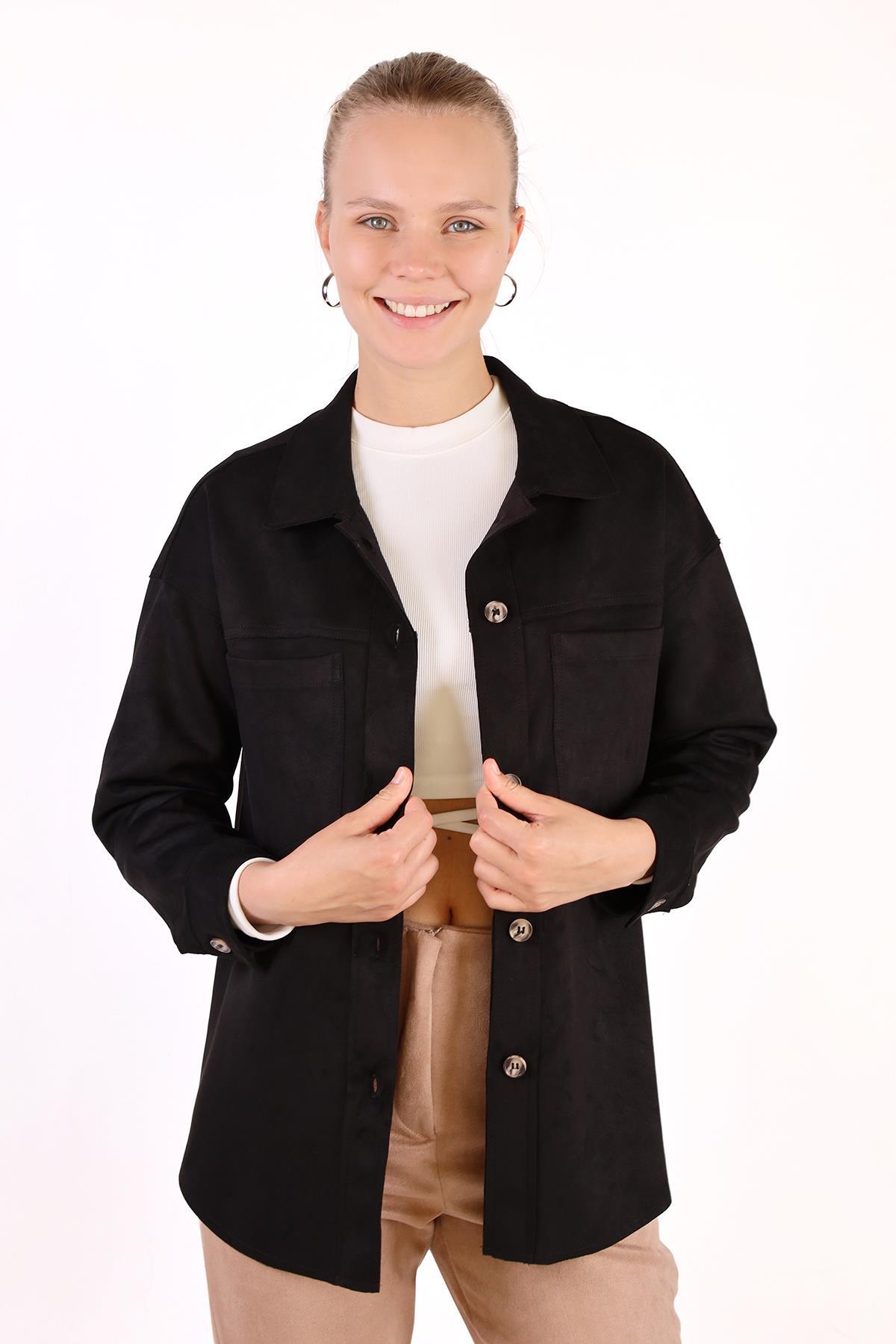 7325A Spor Dikiş Detay Gömlek Siyah - RAYS