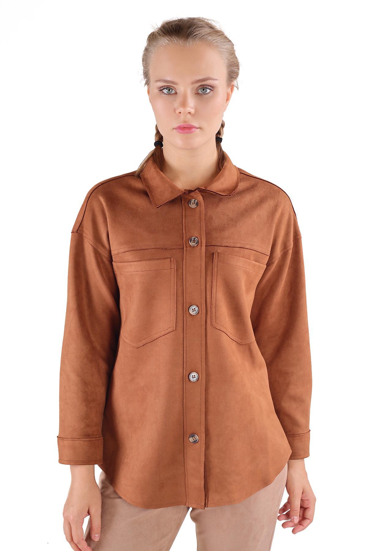 7325A Spor Dikiş Detay Gömlek Taba - 2