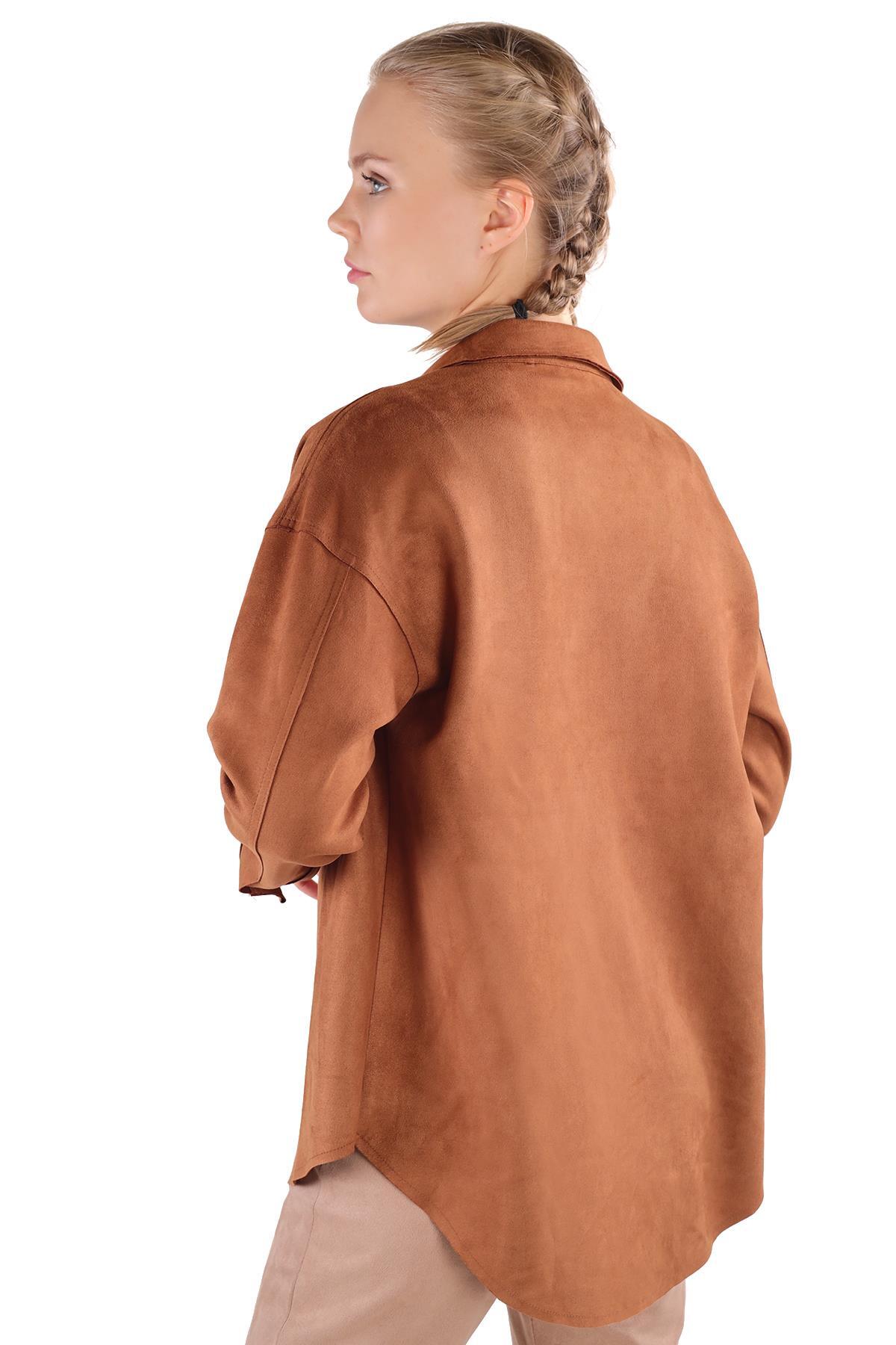 7325A Spor Dikiş Detay Gömlek Taba - 5