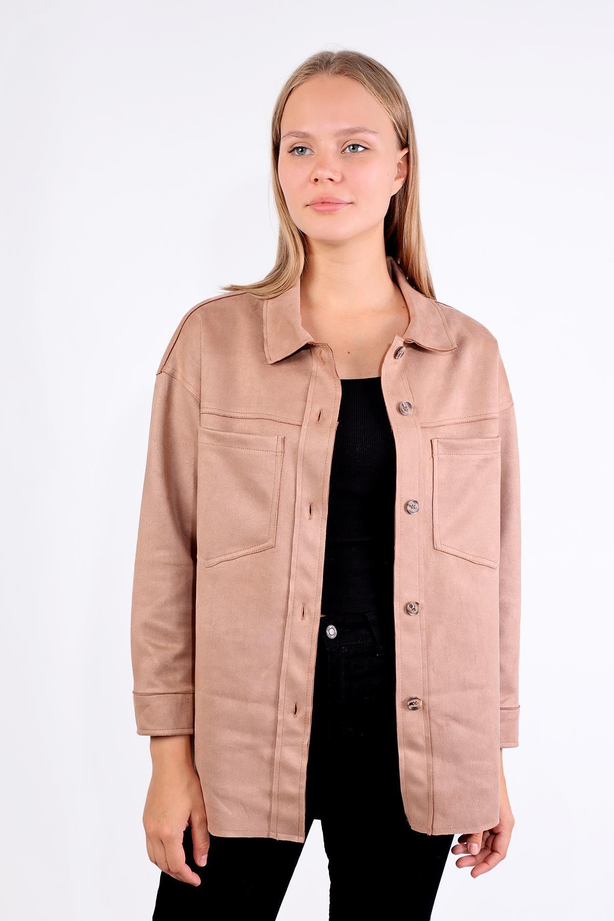 Vizon Spor Dikiş Cep Detay Süet Gömlek 7325A - 4