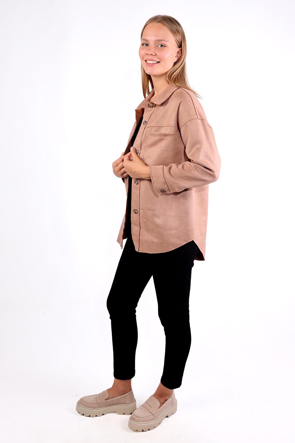 Vizon Spor Dikiş Cep Detay Süet Gömlek 7325A - 10