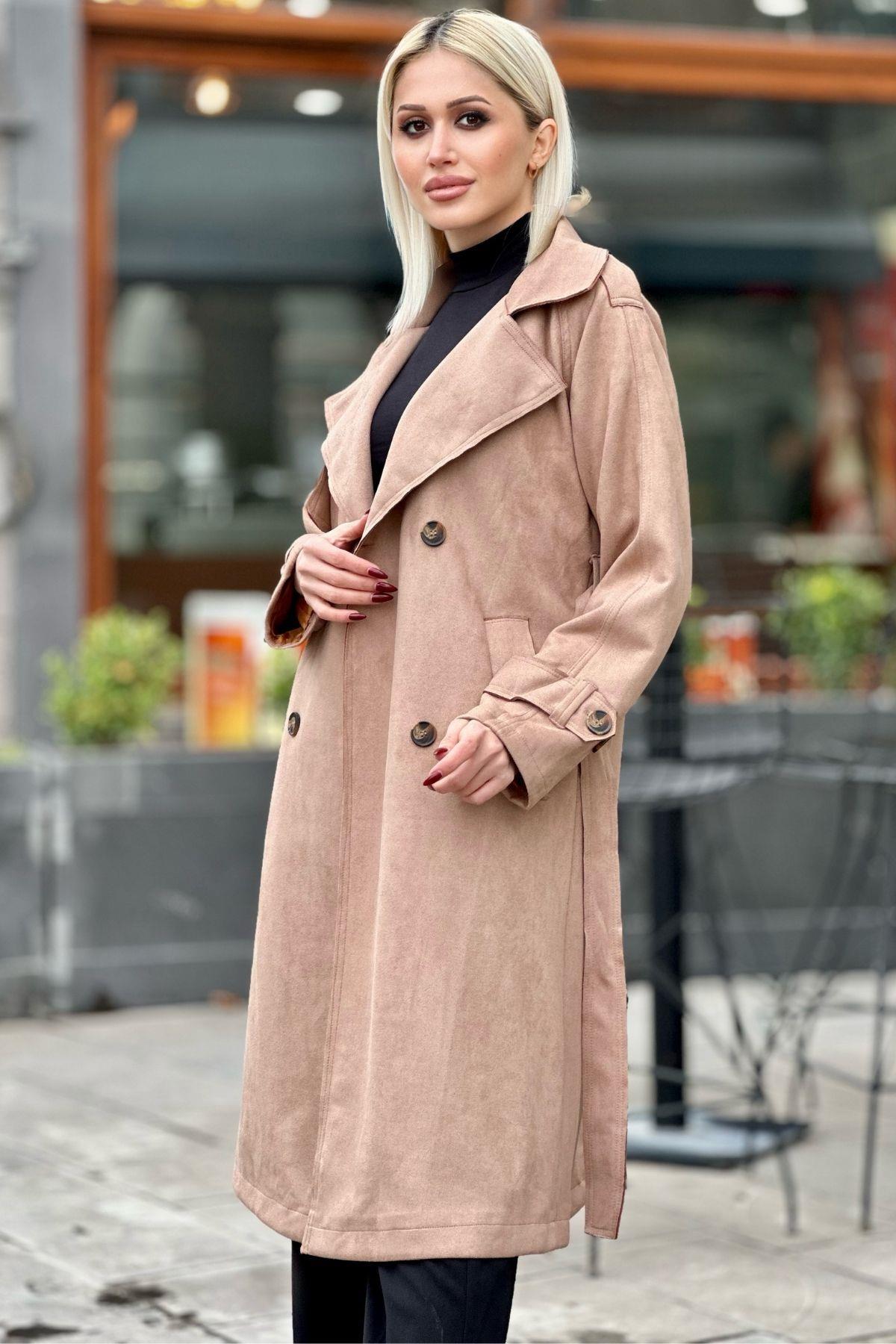 Vizon Parça Detay Düğmeli Trençkot 7328A - 2