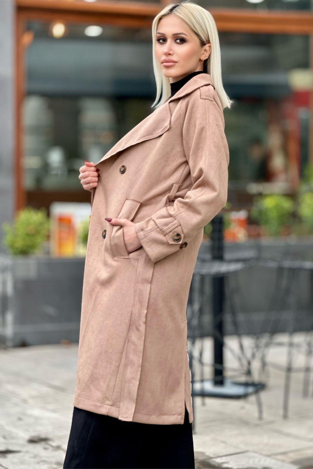 Vizon Parça Detay Düğmeli Trençkot 7328A - 3