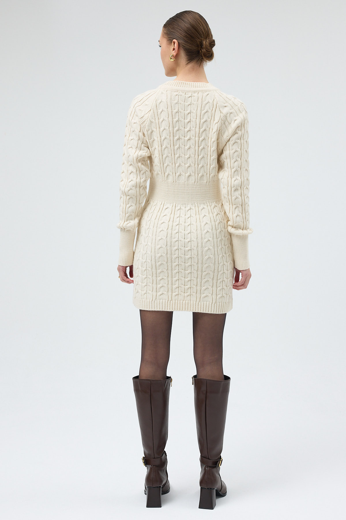 Natural Kadın Kalın Örgü Bel Detaylı Triko Elbise 7330 - 5