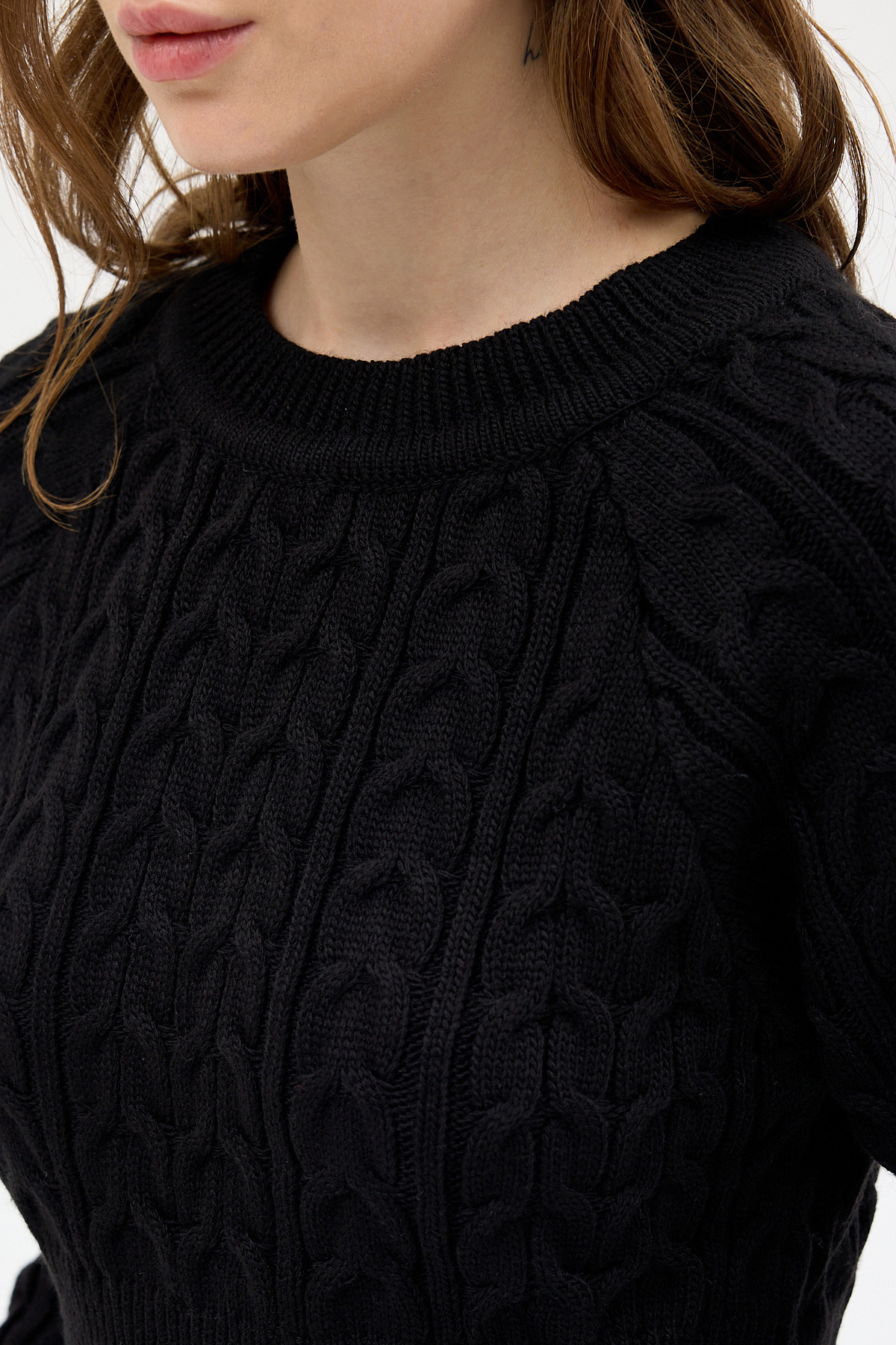 Siyah Kadın Kalın Örgü Bel Detaylı Triko Elbise 7330 - 4