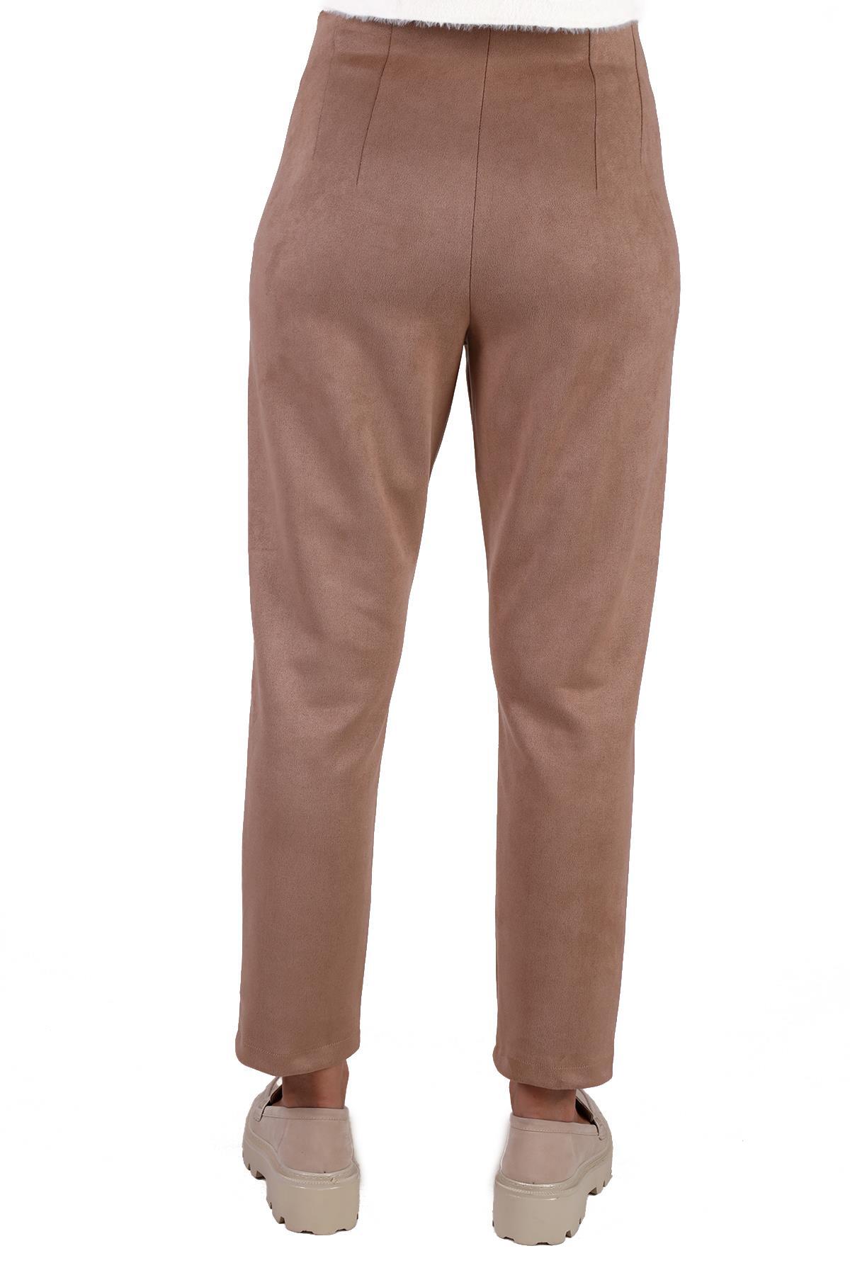 Vizon Pens Detay Fermuarlı Süet Pantolon 7348A - 5