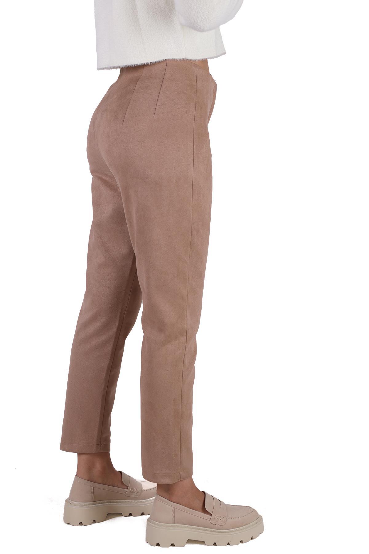 Vizon Pens Detay Fermuarlı Süet Pantolon 7348A - 8