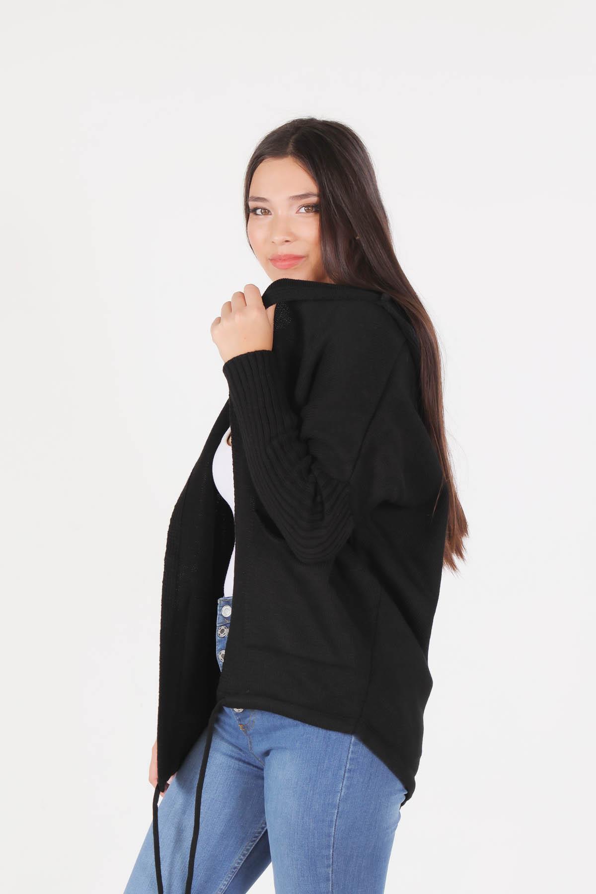 Siyah Eteği Bağcık Detaylı Hırka 7586 - 2