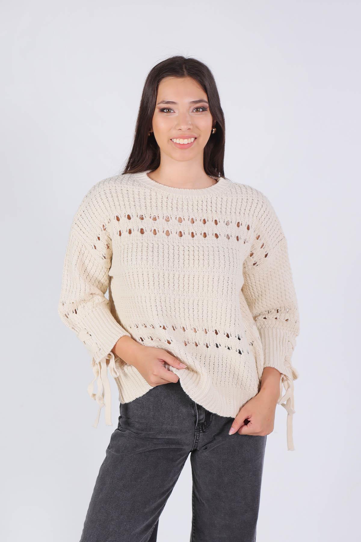 Taş Kol Bağlama Detay Delikli Kazak 7588 